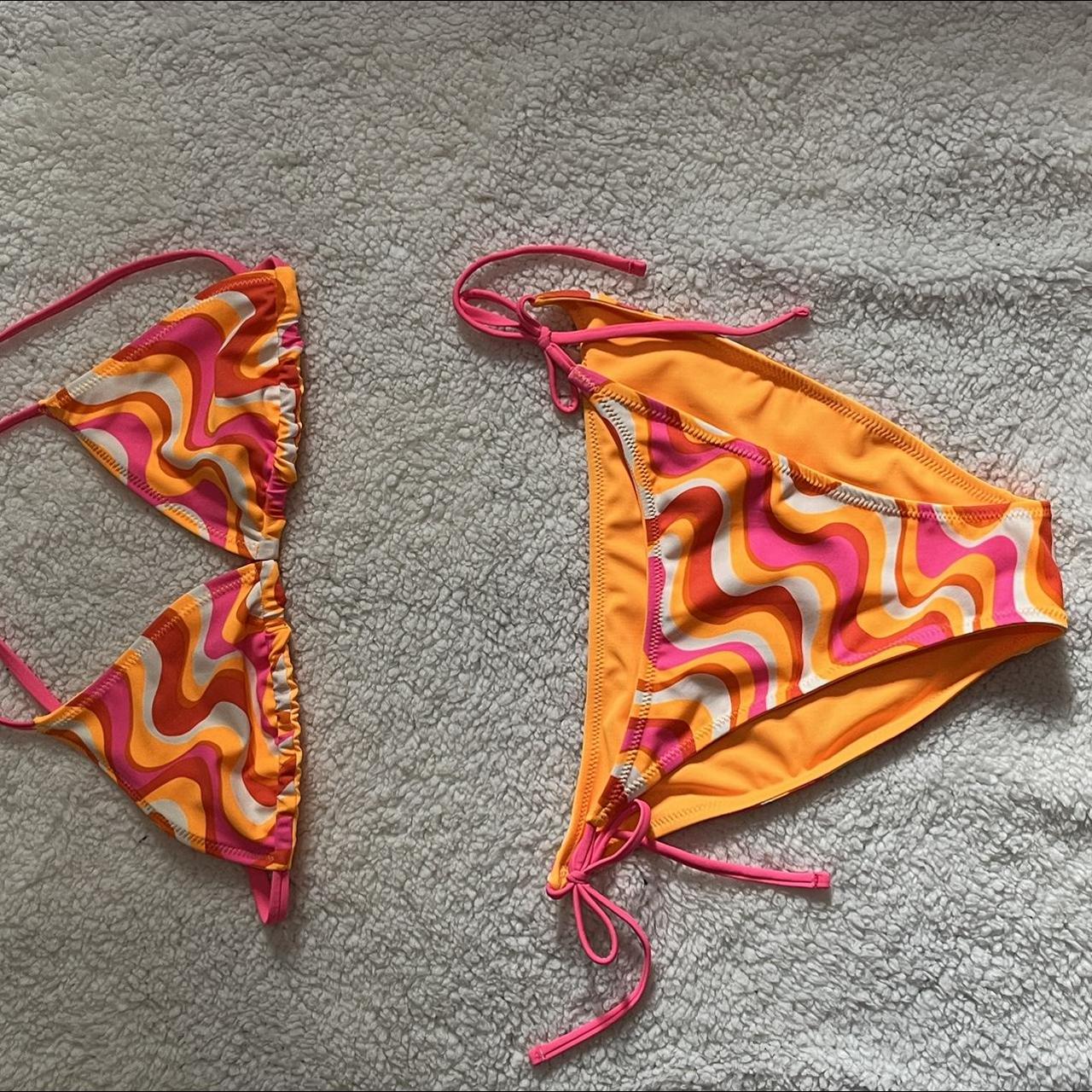 Wild Fable Women's Orange and Pink Bikinisandtankinisets Depop