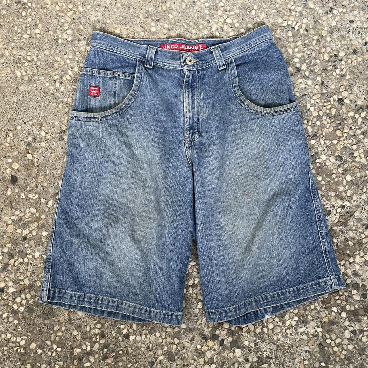 Crazy JNCO Bulldog Jorts 36” waist 26” length 13”... - Depop