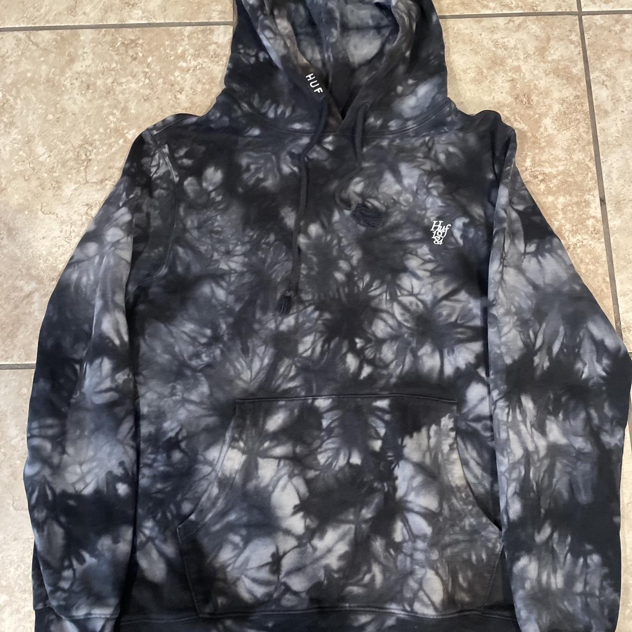 HUF 1984 Black Gray Tie Dye Pullover Hoodie size