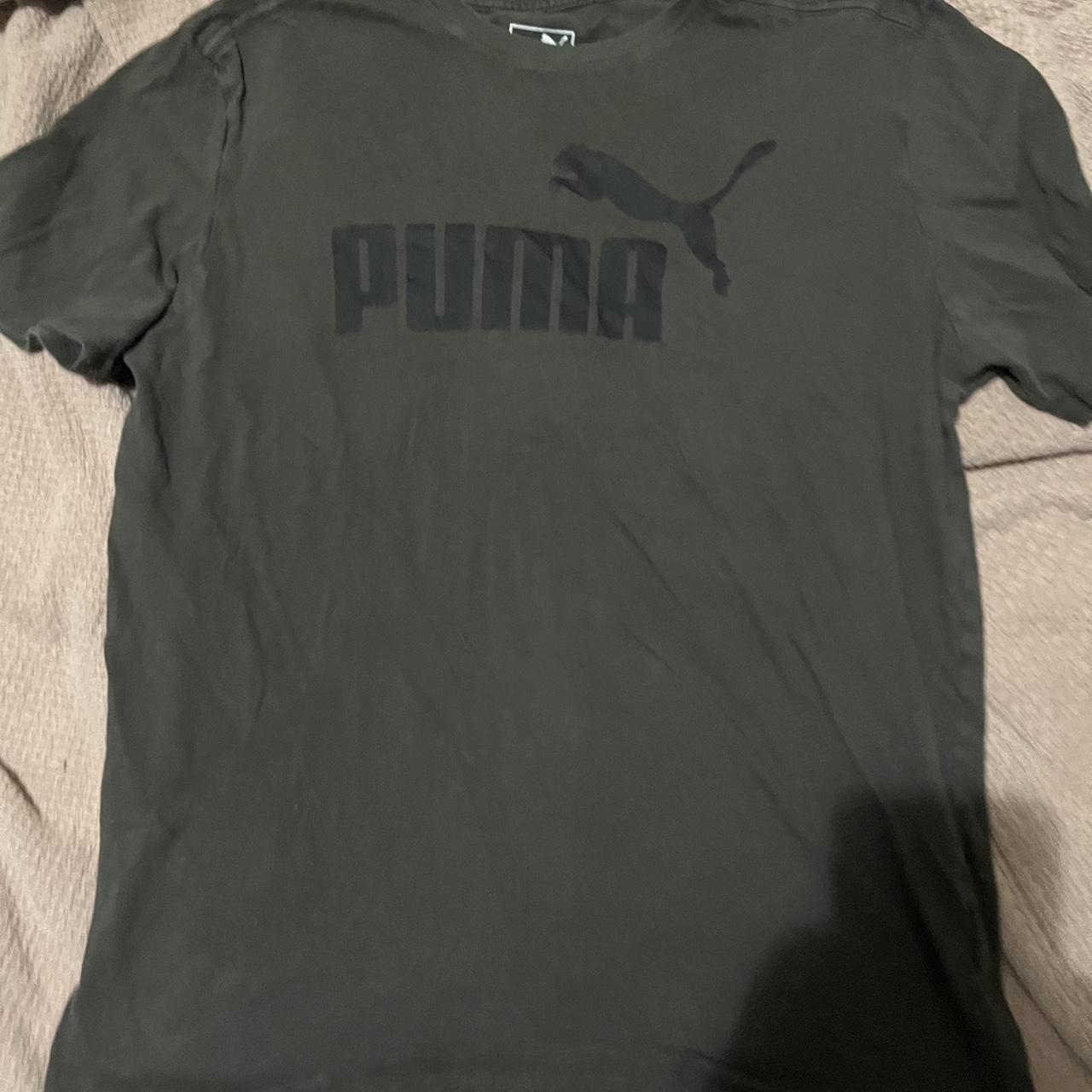 Green Men’s Puma Logo T-Shirt Size : Small Good... - Depop