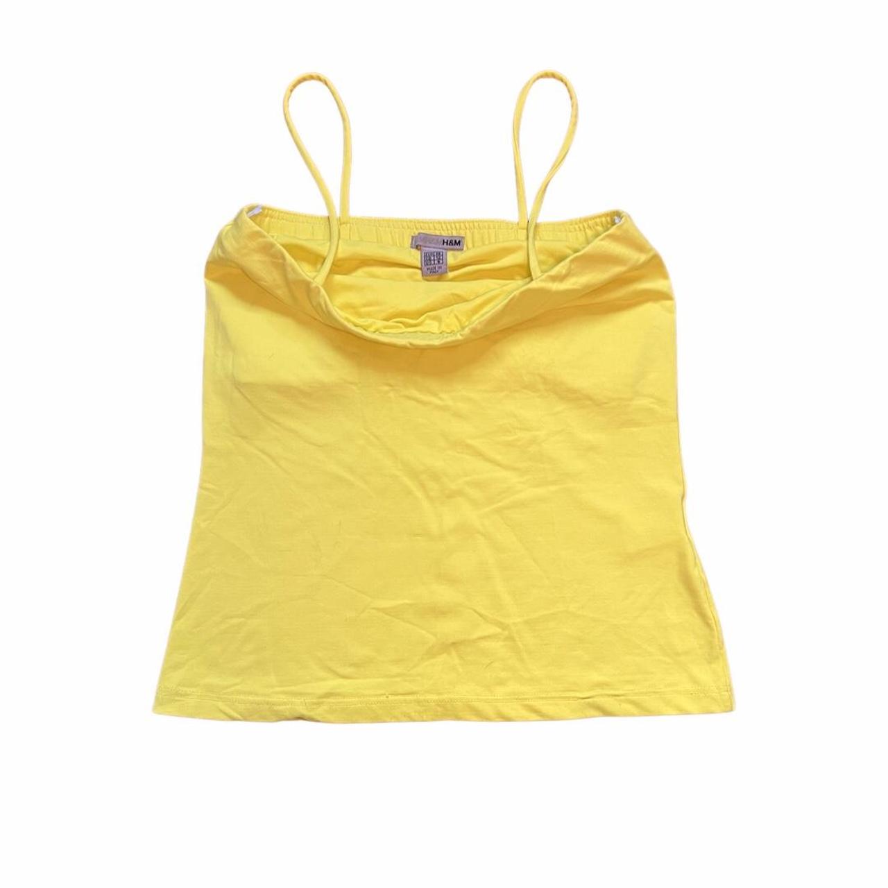 vintage 90s H&M yellow square neck spaghetti strap... Depop
