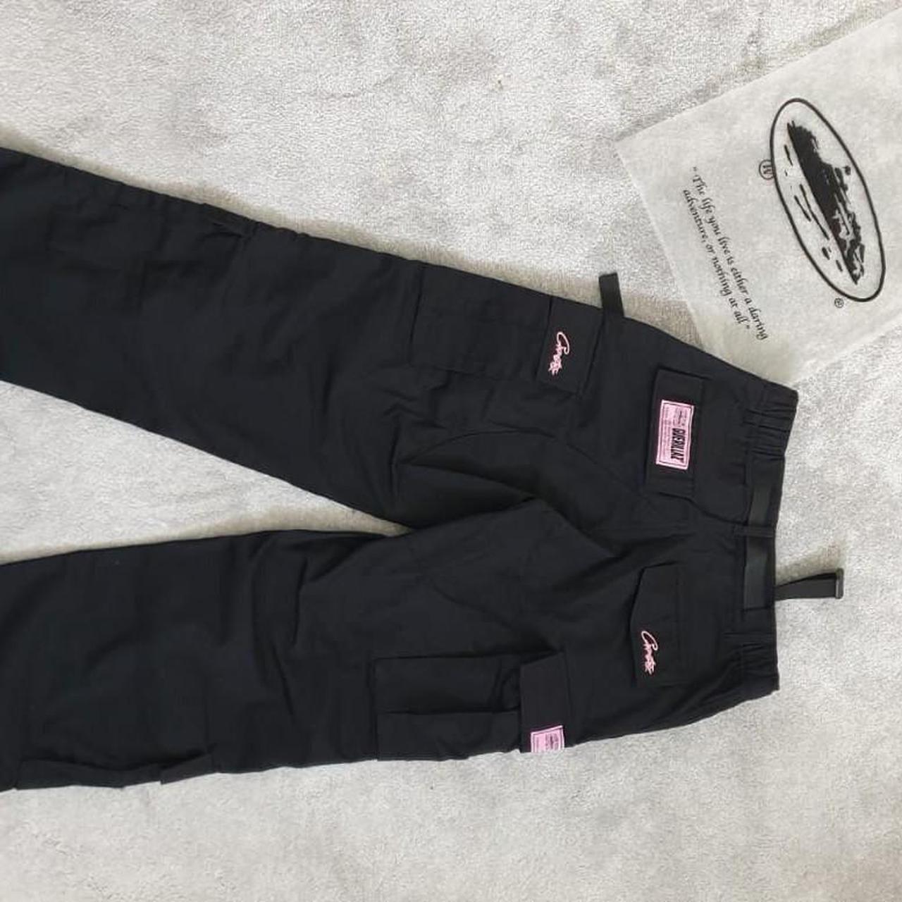 CORTEIZ GUERILLAZ CARGO PANT BLACK/PINK Size:... - Depop