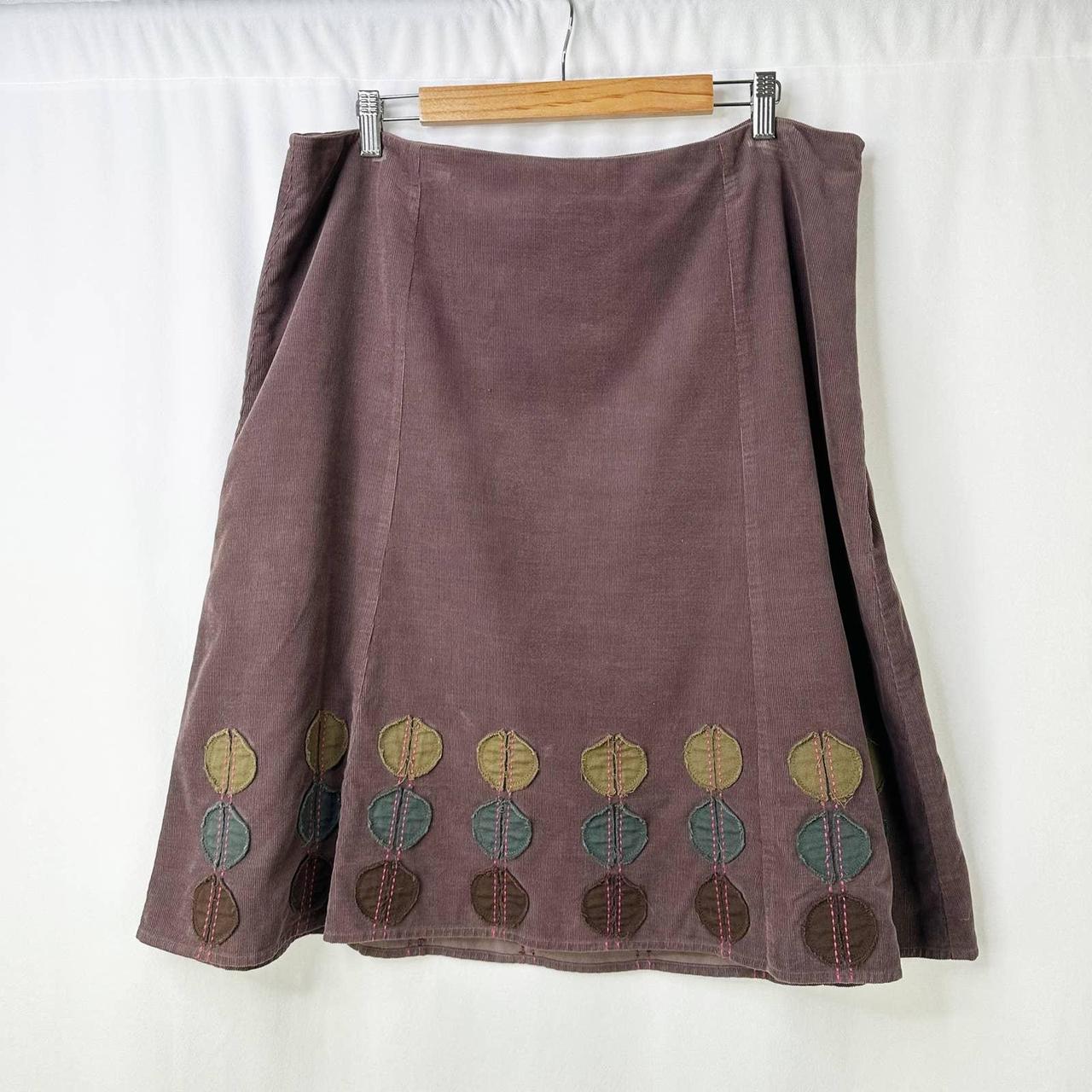 Boden A-Line Corduroy Skirt Brown Leaf Abstract Side... - Depop