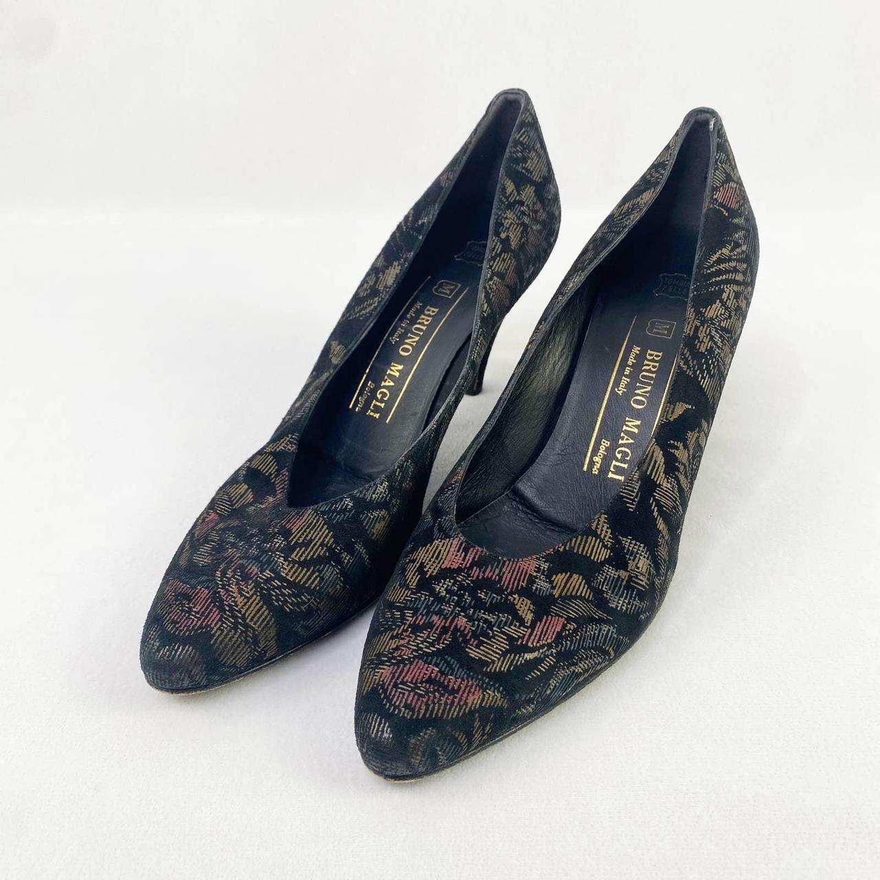 Vintage Bruno Magli Italy Tapestry Floral Heels Depop