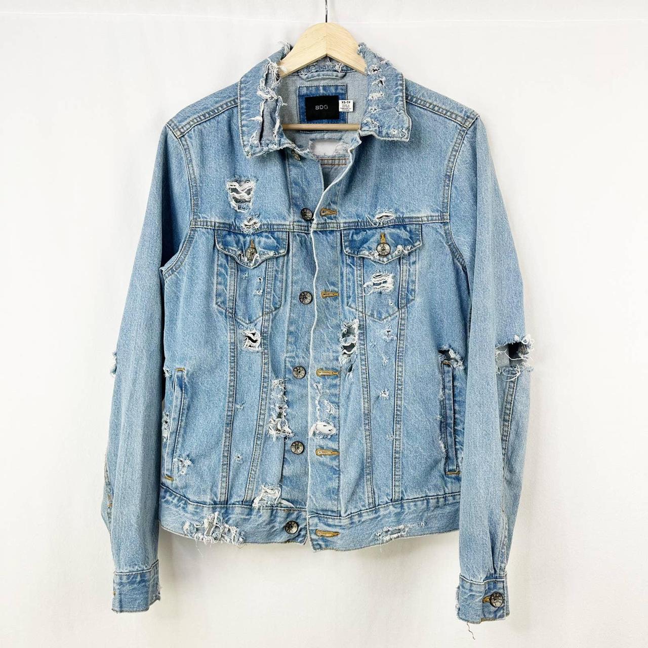 Light wash outlet distressed jean jacket