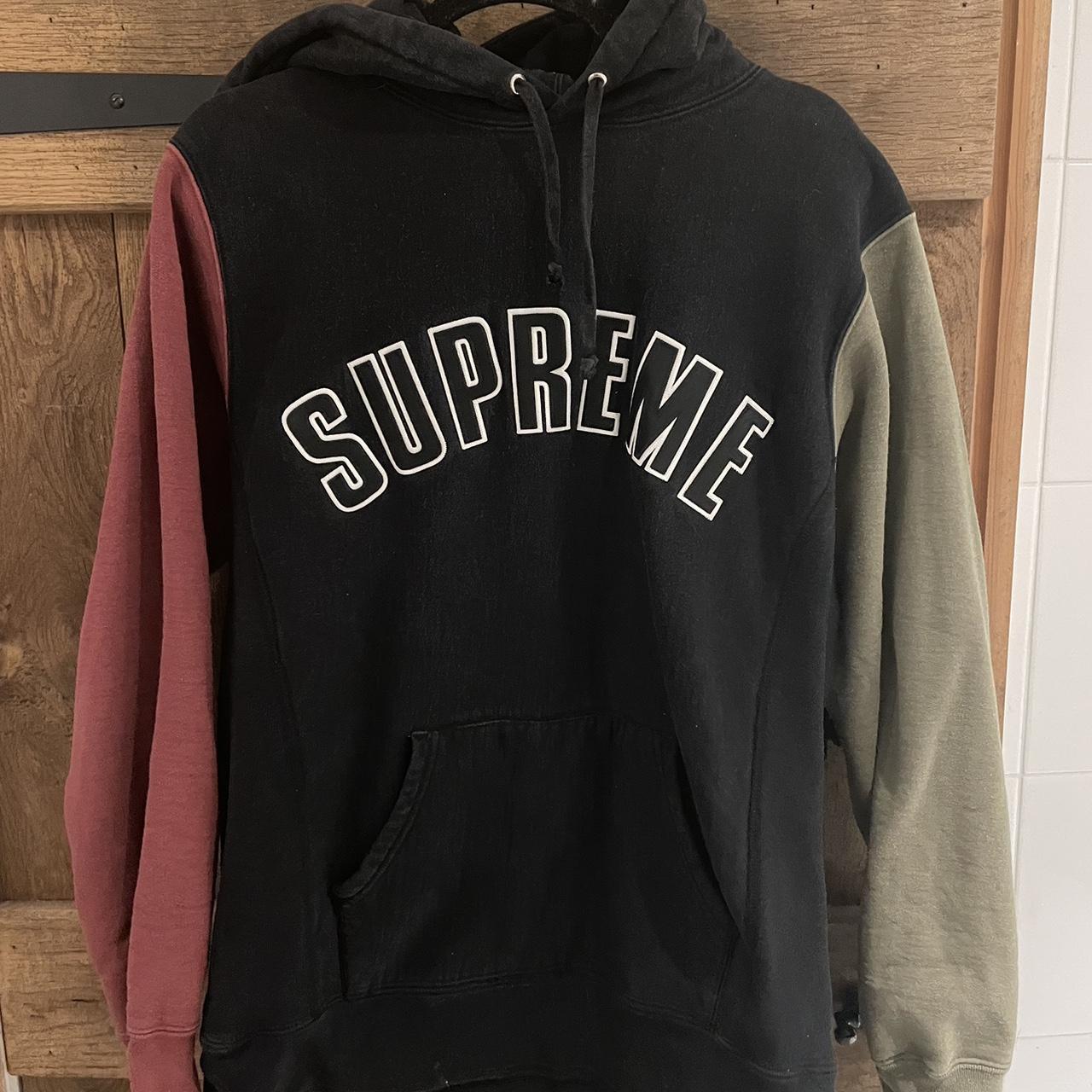 Supreme color blocked cheap arc logo hoodie