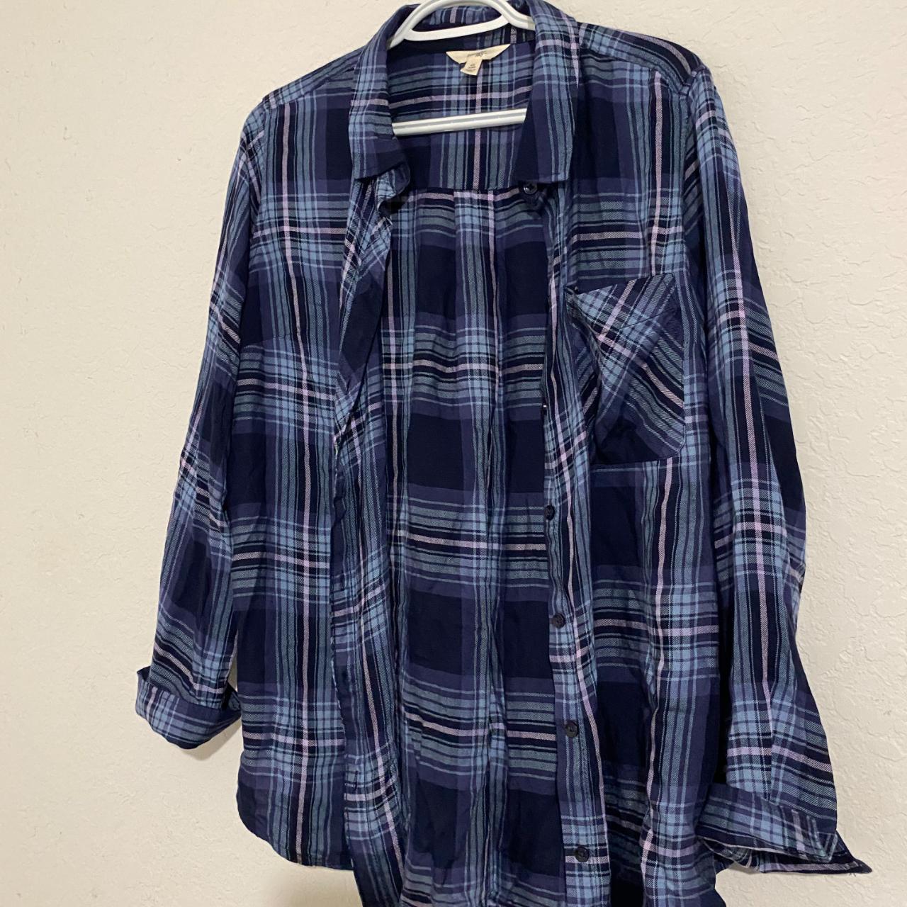 blue and light purple flannel - Depop