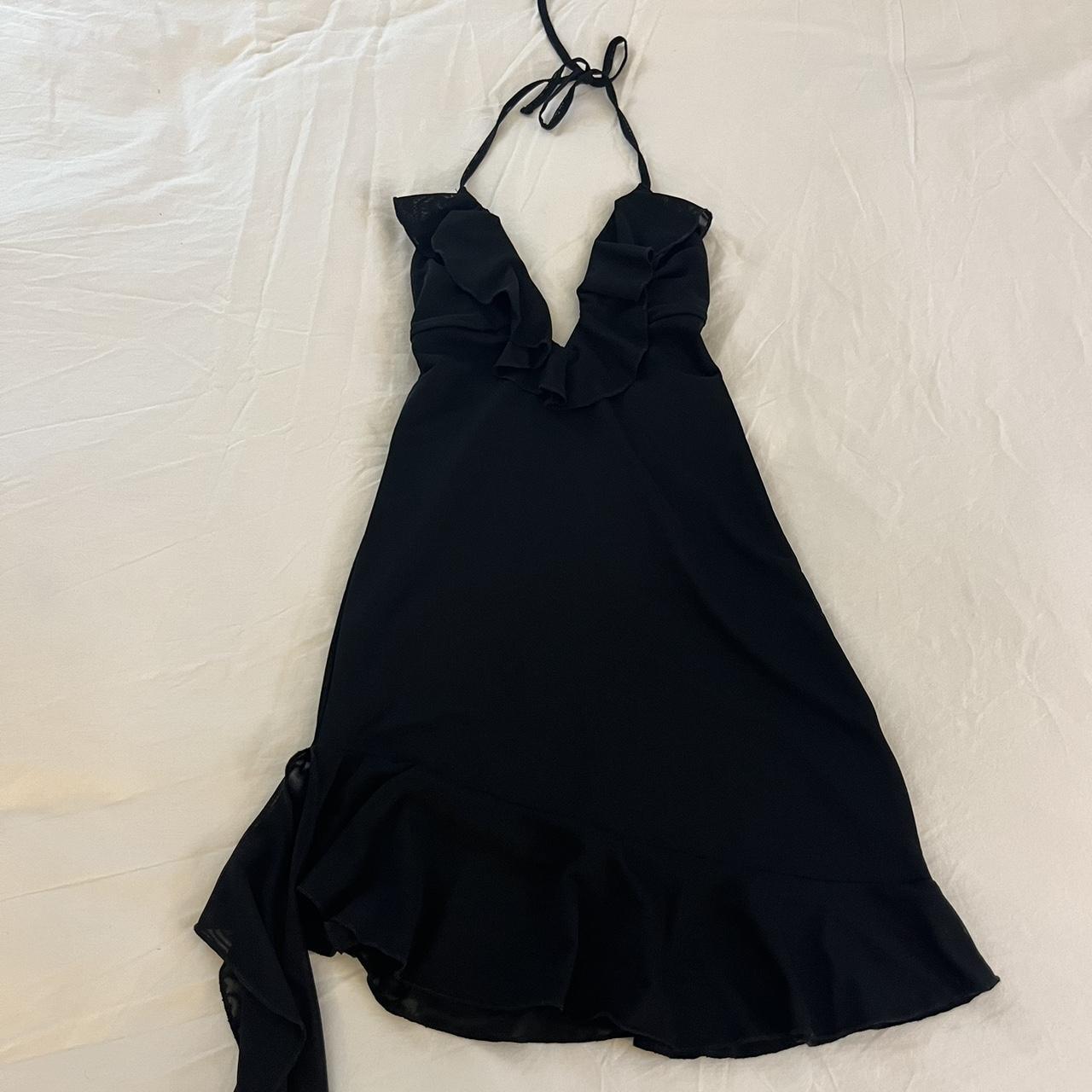 Edikted SOHO OPEN BACK RUFFLE MINI DRESS BLACK /... - Depop