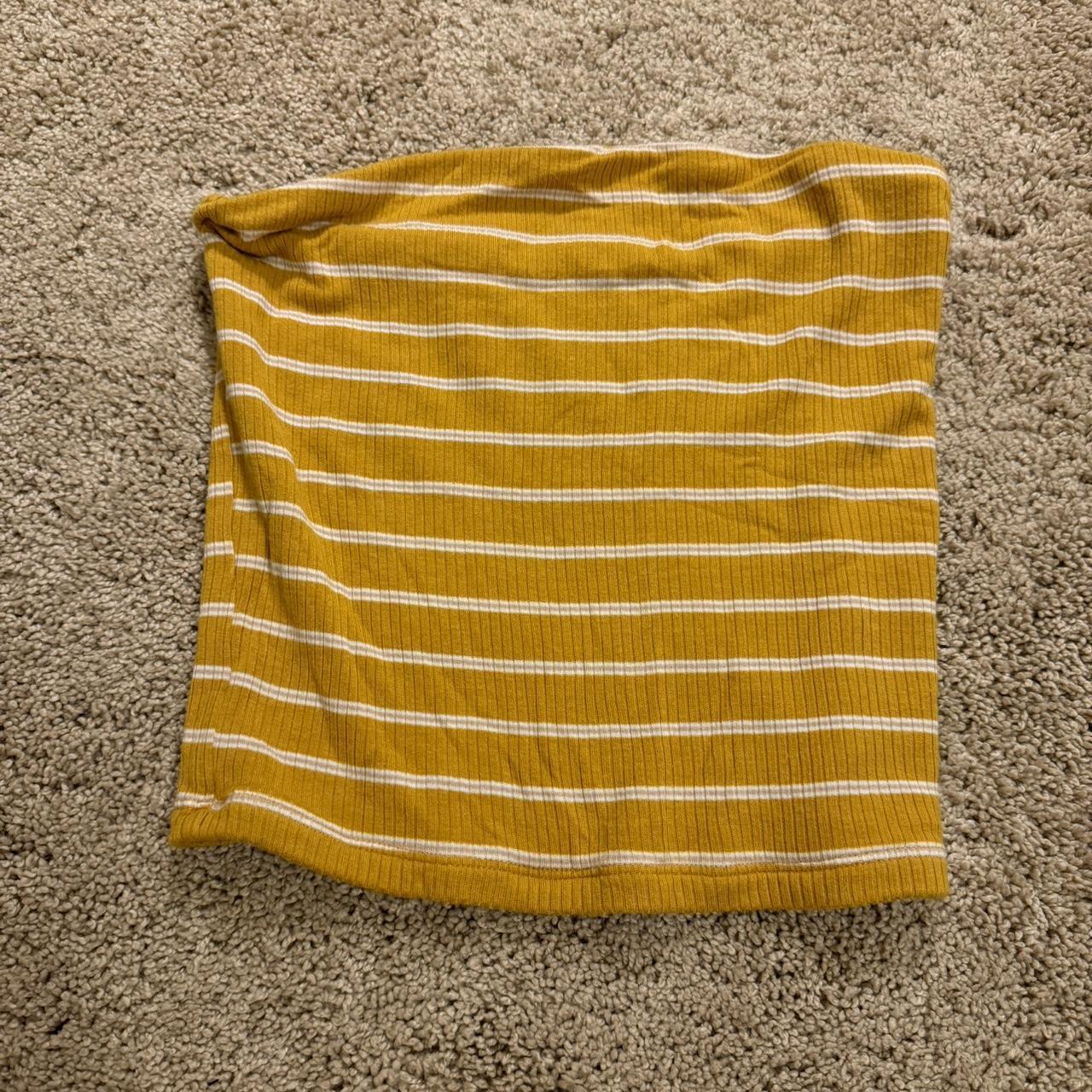 Yellow and white striped tube top American