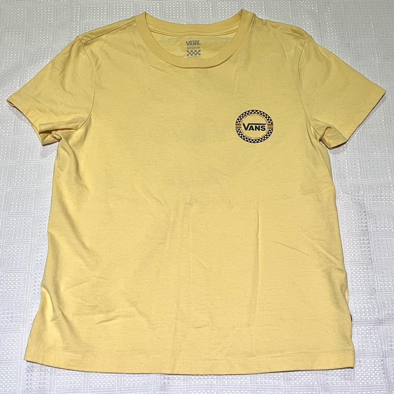 yellow checkered vans t-shirt - barely used -... - Depop