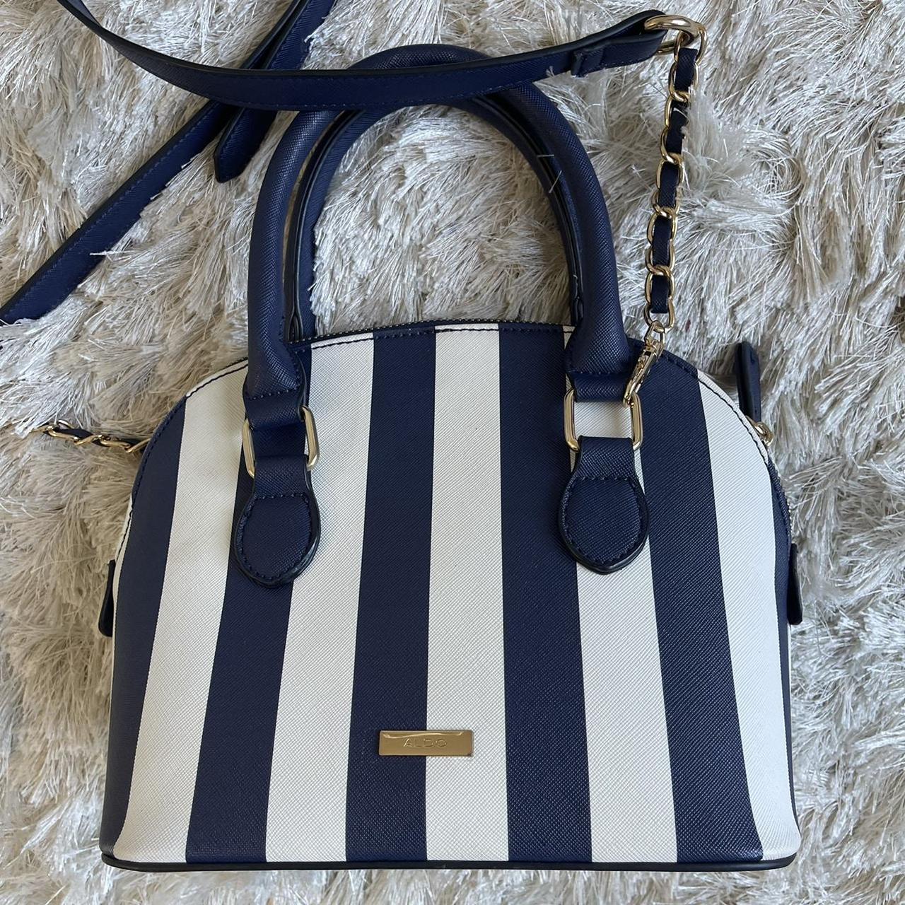 ALDO SATCHEL CROSSBODY BAG Navy blue and white Depop