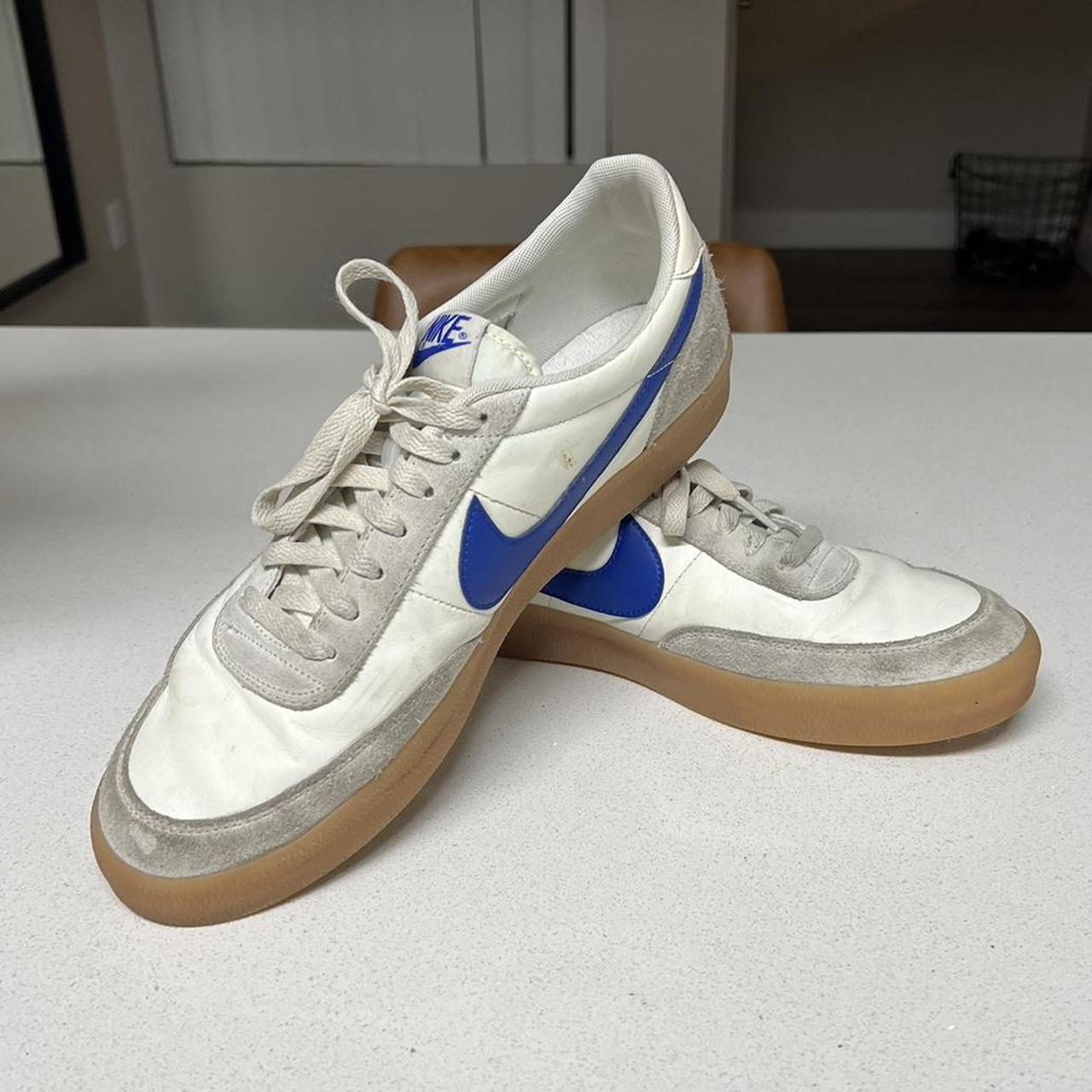 Nike Men's Blue and Cream Trainers | Depop