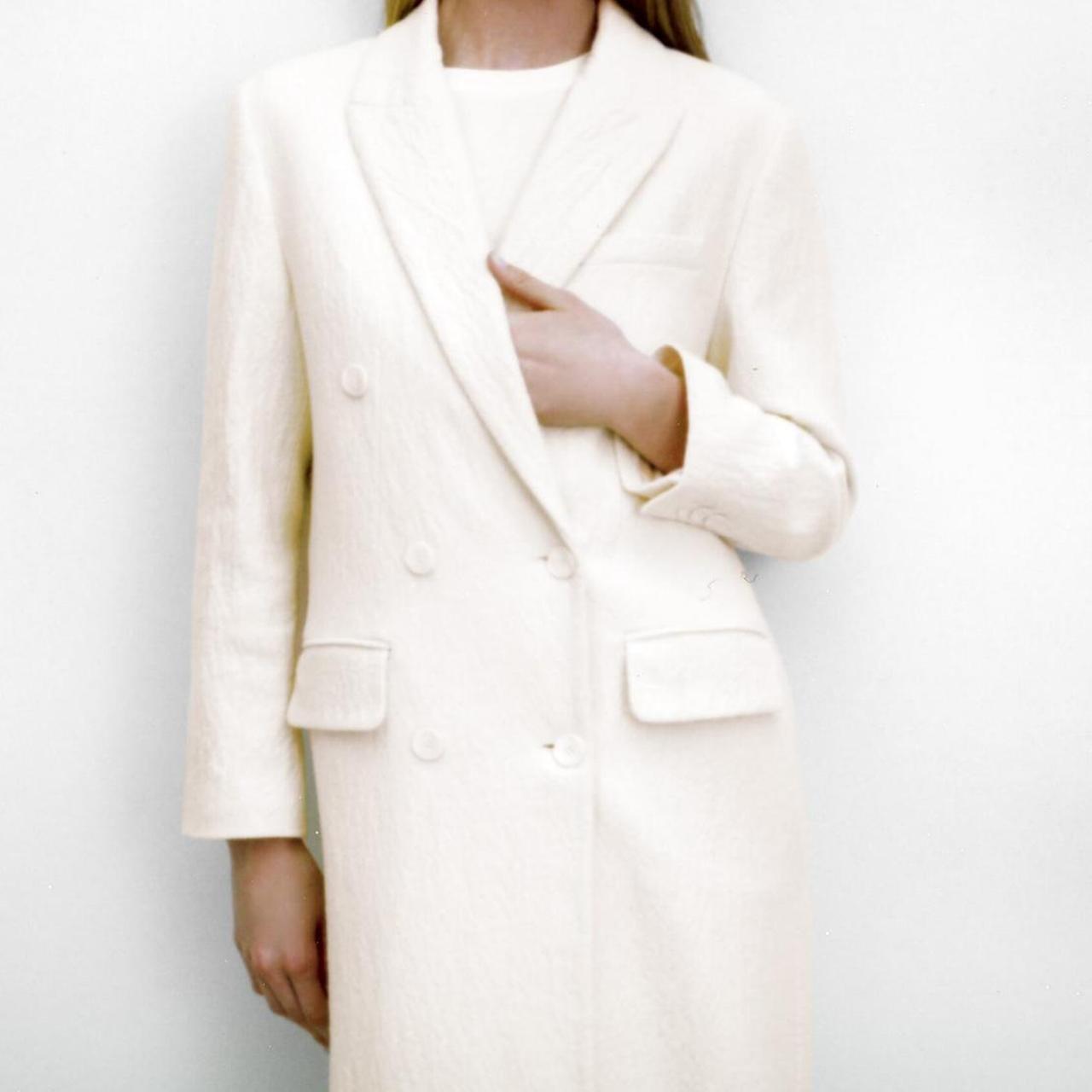 Long Zara White Winter Coat Zara Cream White Linen Textured Long