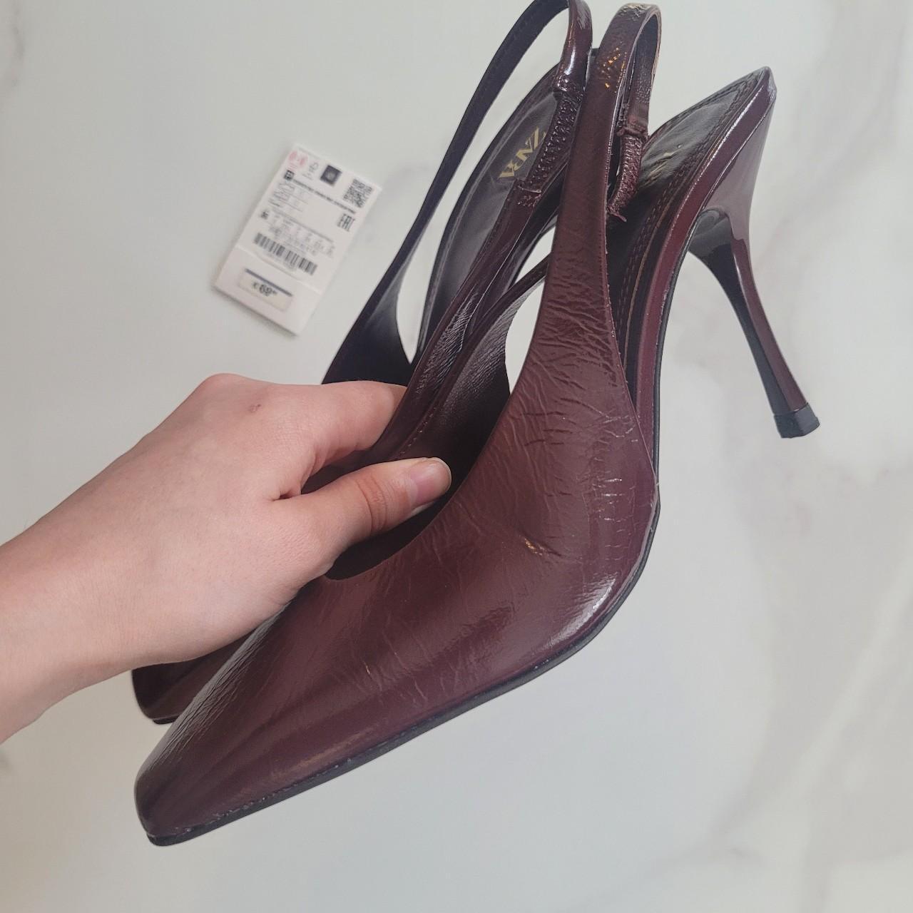 Zara high heel real leather slingback Depop