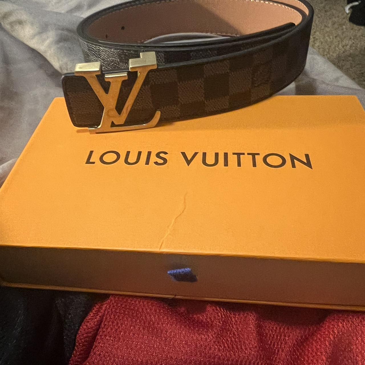 Louis Vuitton - Black Logo Checkered Belt - Brand - Depop