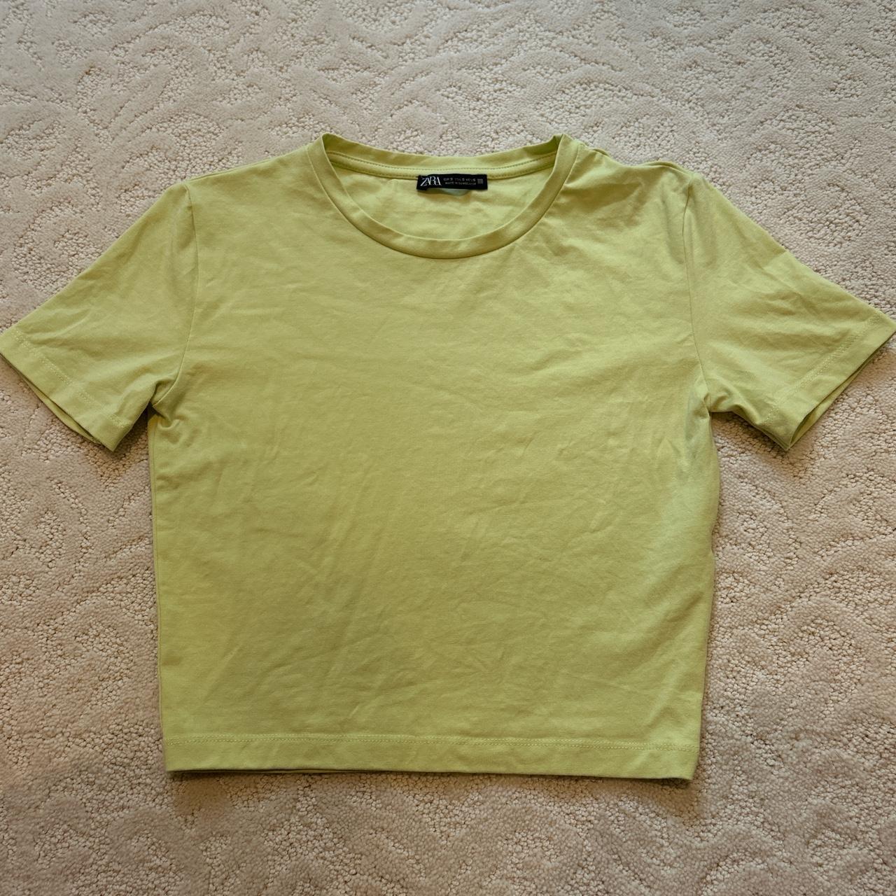 zara yellow cropped tshirt great condition (only... Depop