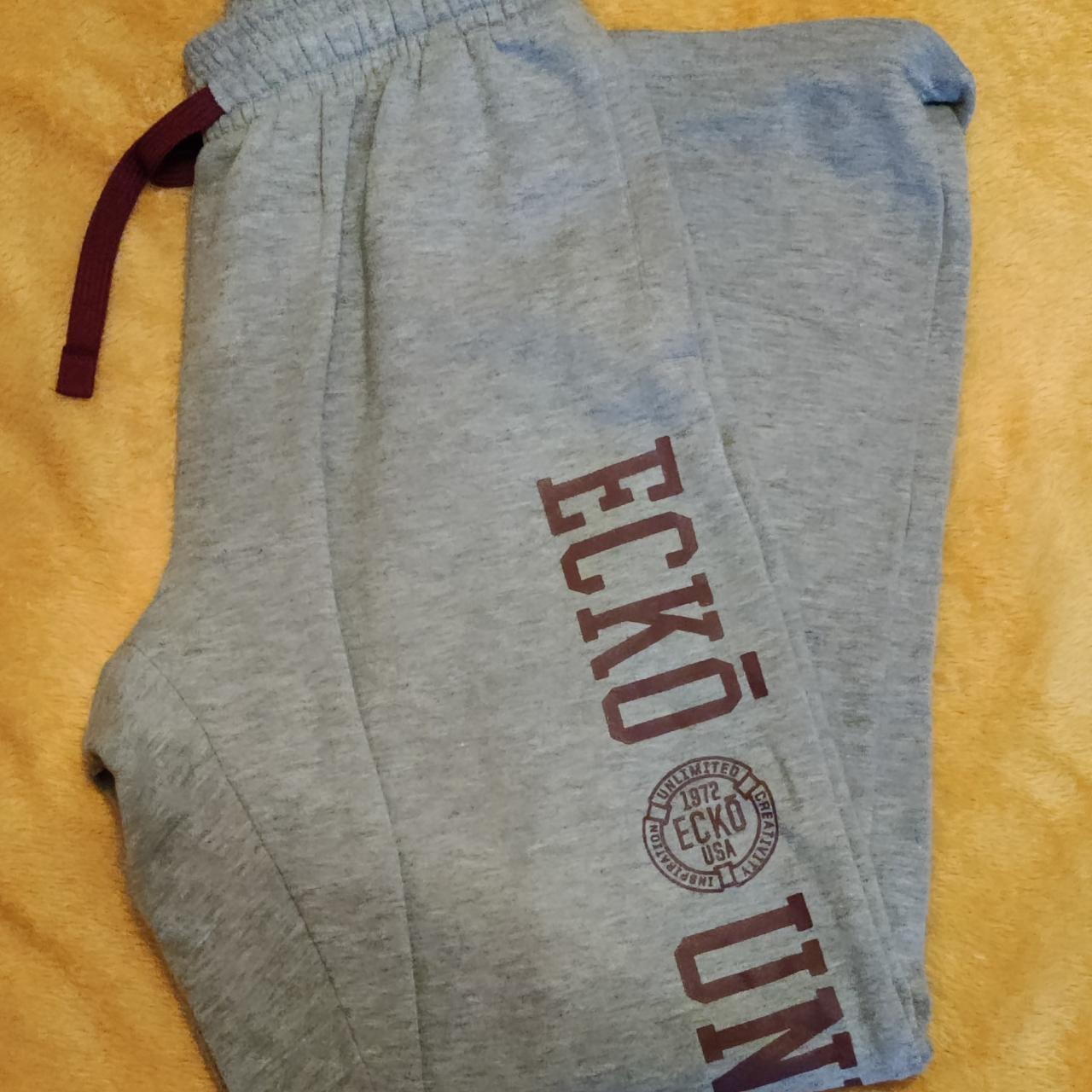 Ecko Tracksuit Bottom Joggers - Light Grey Size:... - Depop