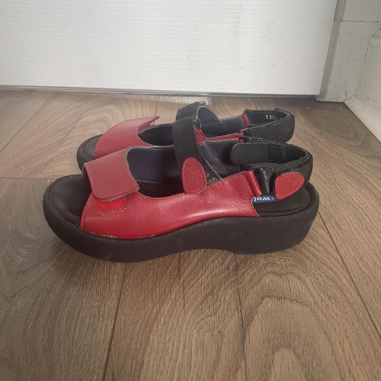 100% leather red platform sandles Super cool Walking... - Depop