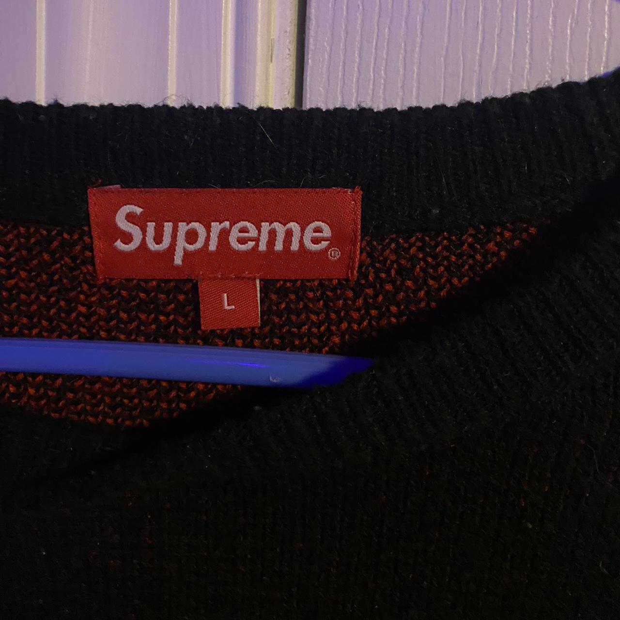 SS20 Supreme New York Knit Sweater Red/Black Lightly... - Depop