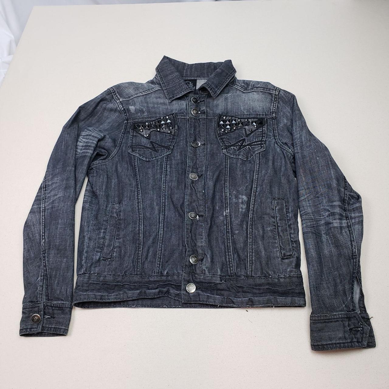Raw Blue Embellished Distressed Black Denim Jacket. Depop