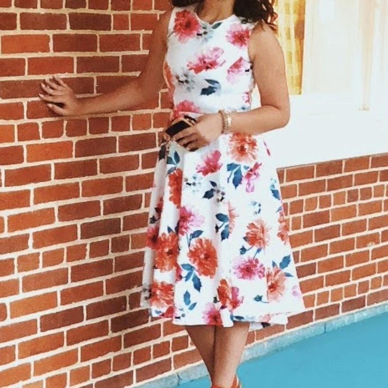 Calvin Klein scuba floral midi dress. Floral