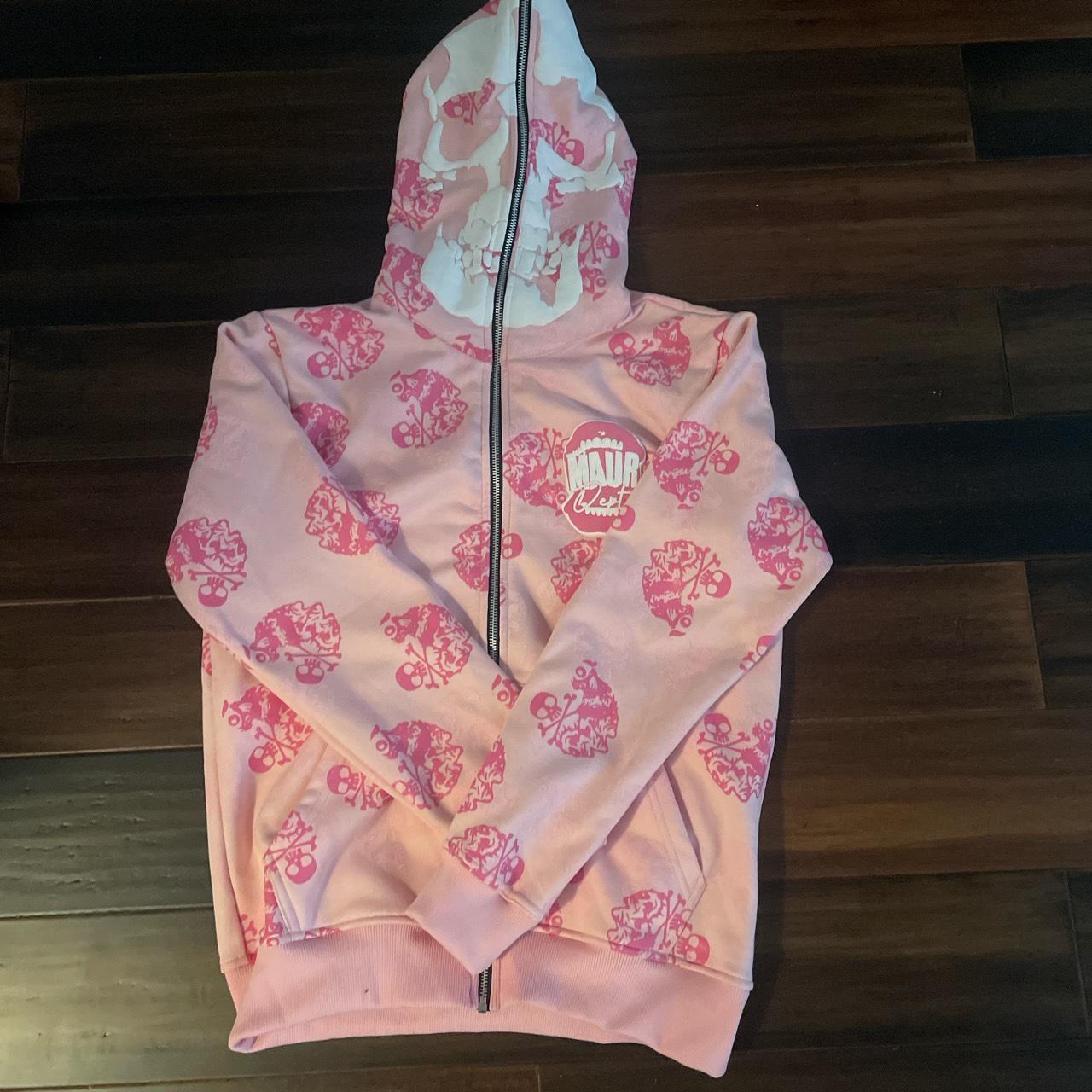 Pink Skull Full Zip-Up, Maurdept Unisex Small, Never... - Depop