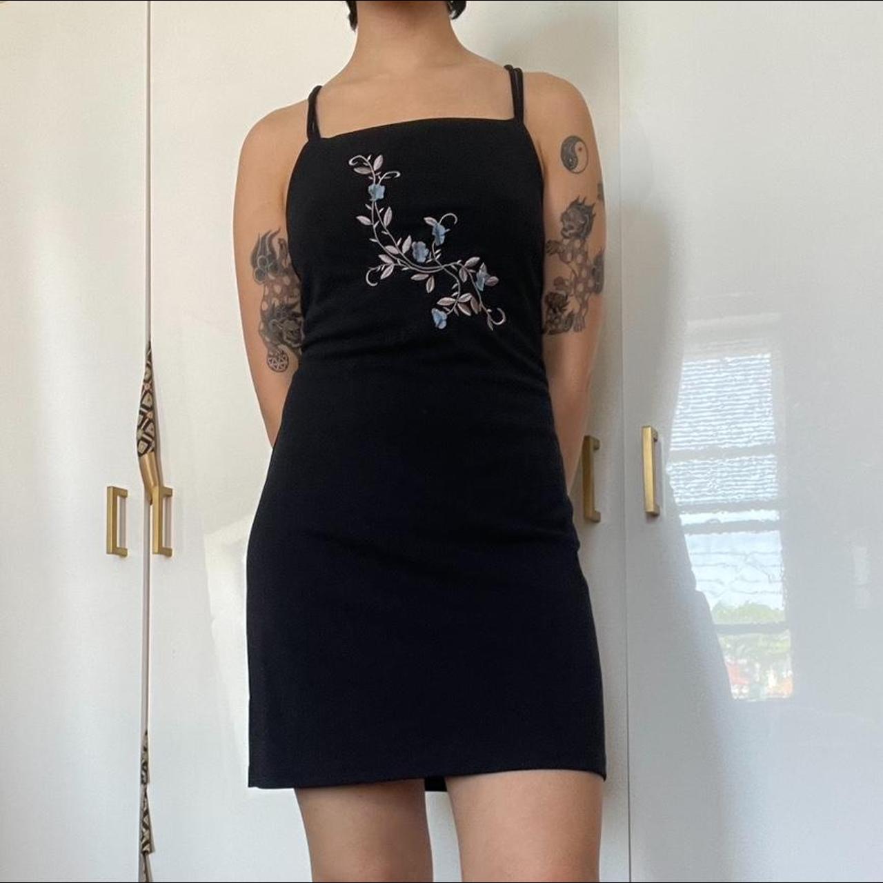 city triangles midnight navy dress with floral... - Depop