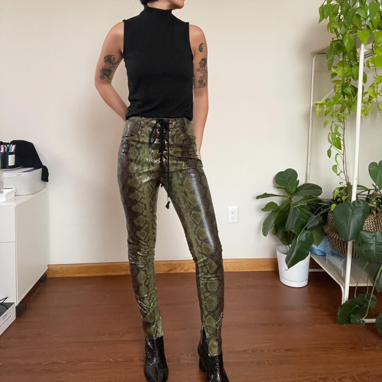Brown Snake Print Wide Leg Trouser | Trousers | PrettyLittleThing
