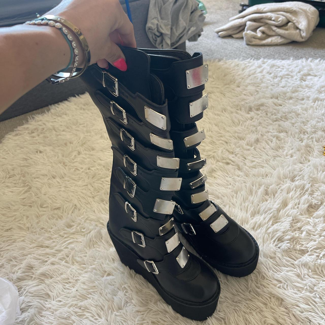 platform black boots womens