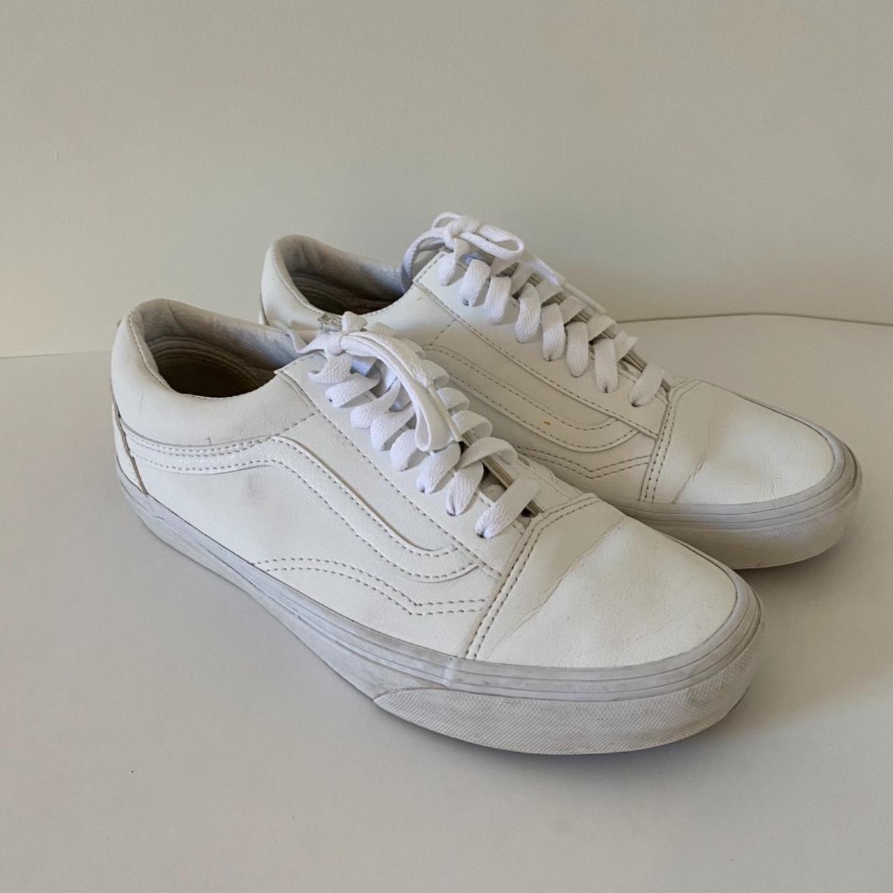 Mens white leather hot sale old skool vans