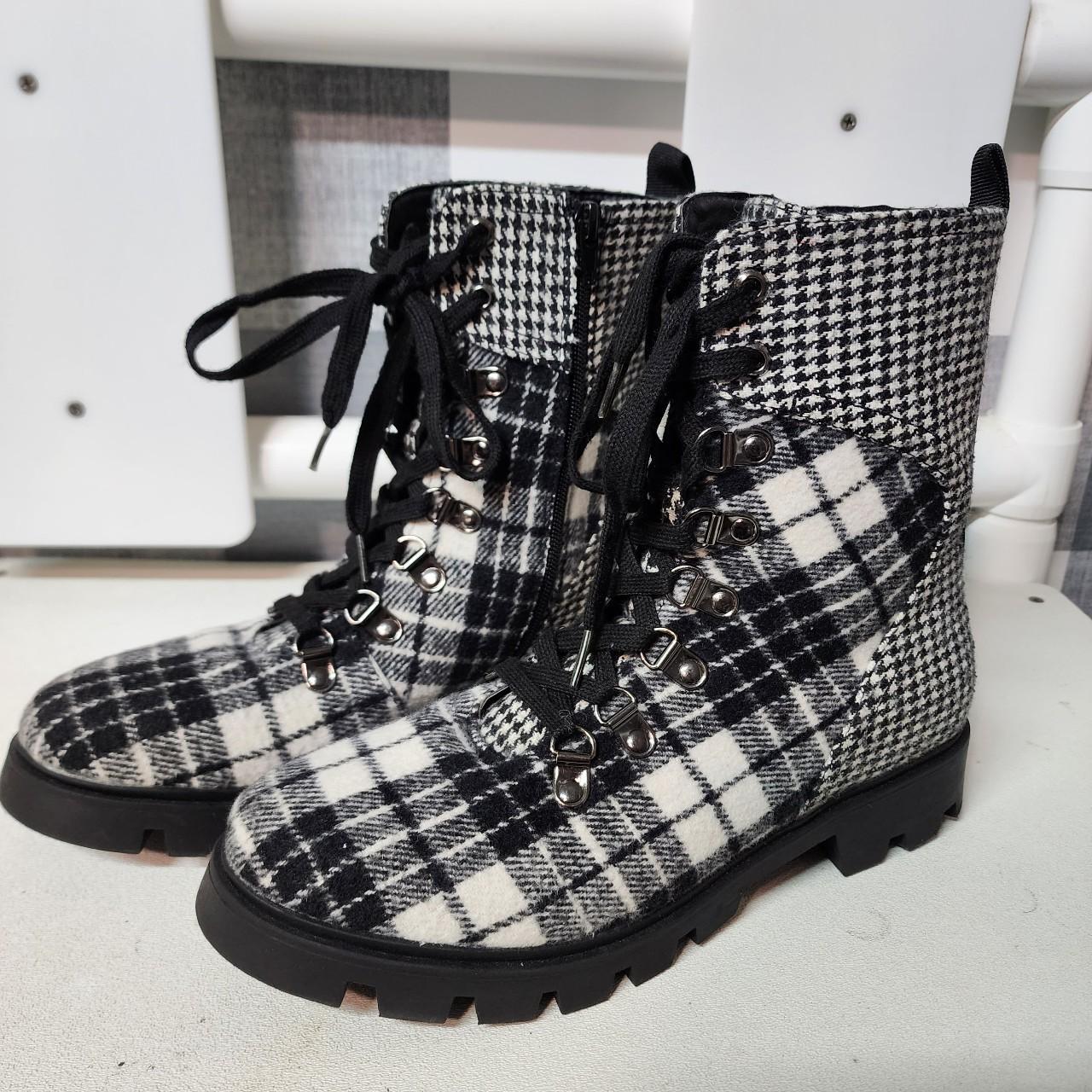 Black and outlet white checkered booties