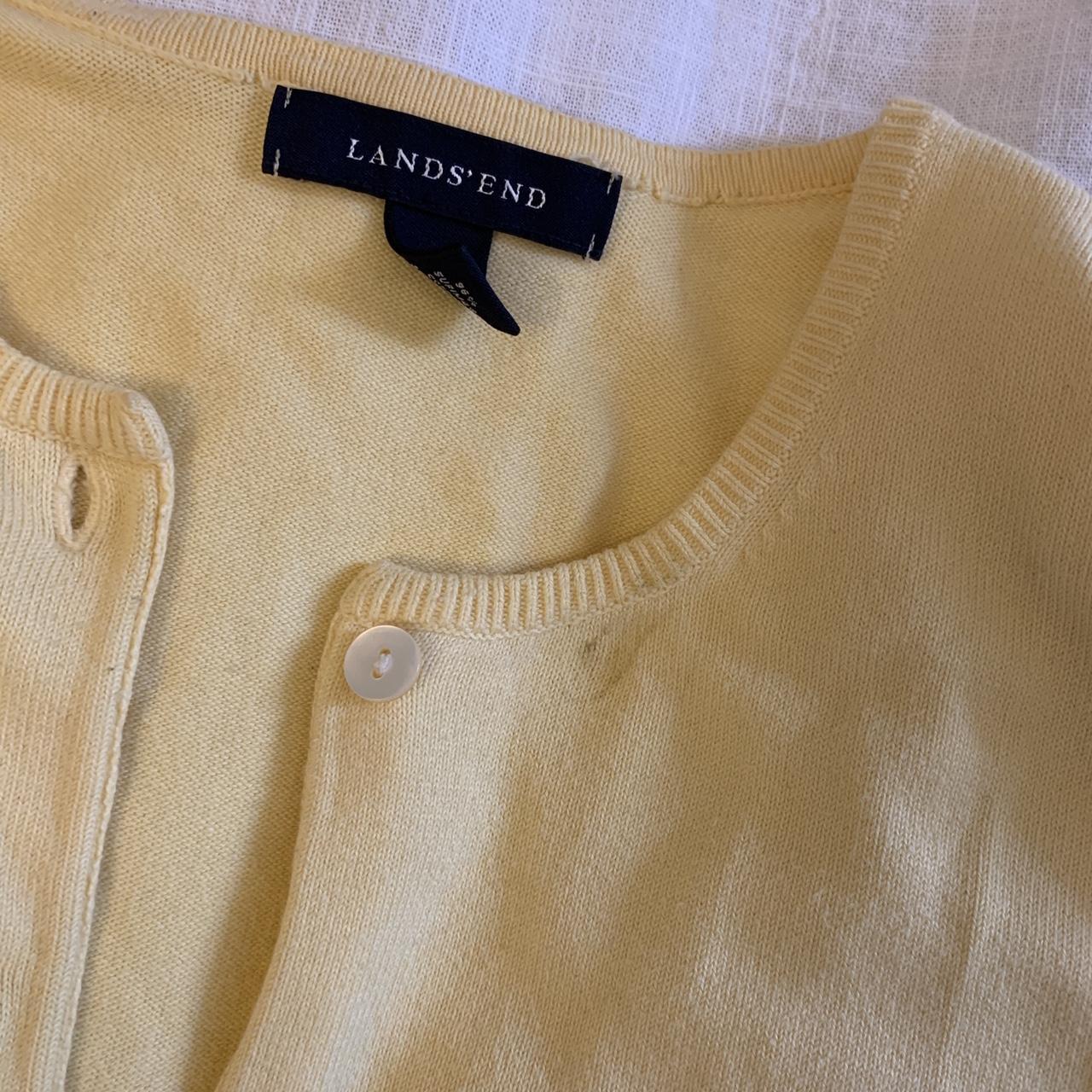 Lands' End Women's Yellow Cardigan Depop