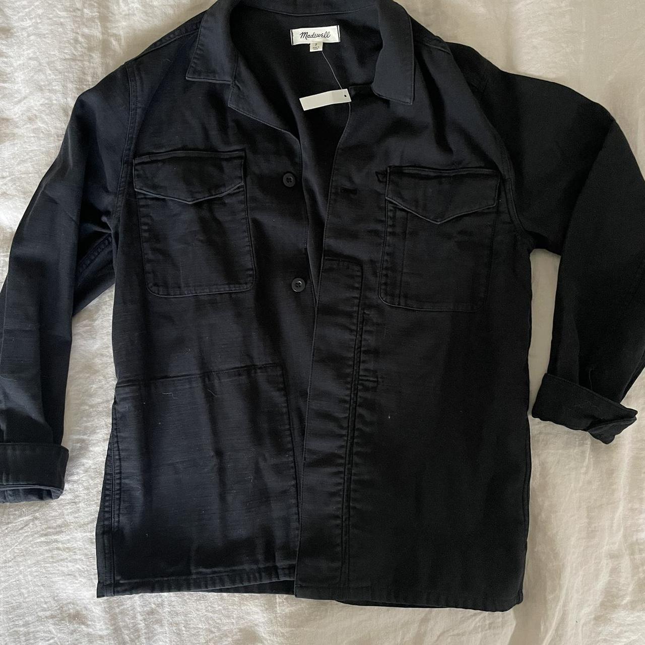 Madewell Military Shirt Jacket in Black. Nwt.... Depop