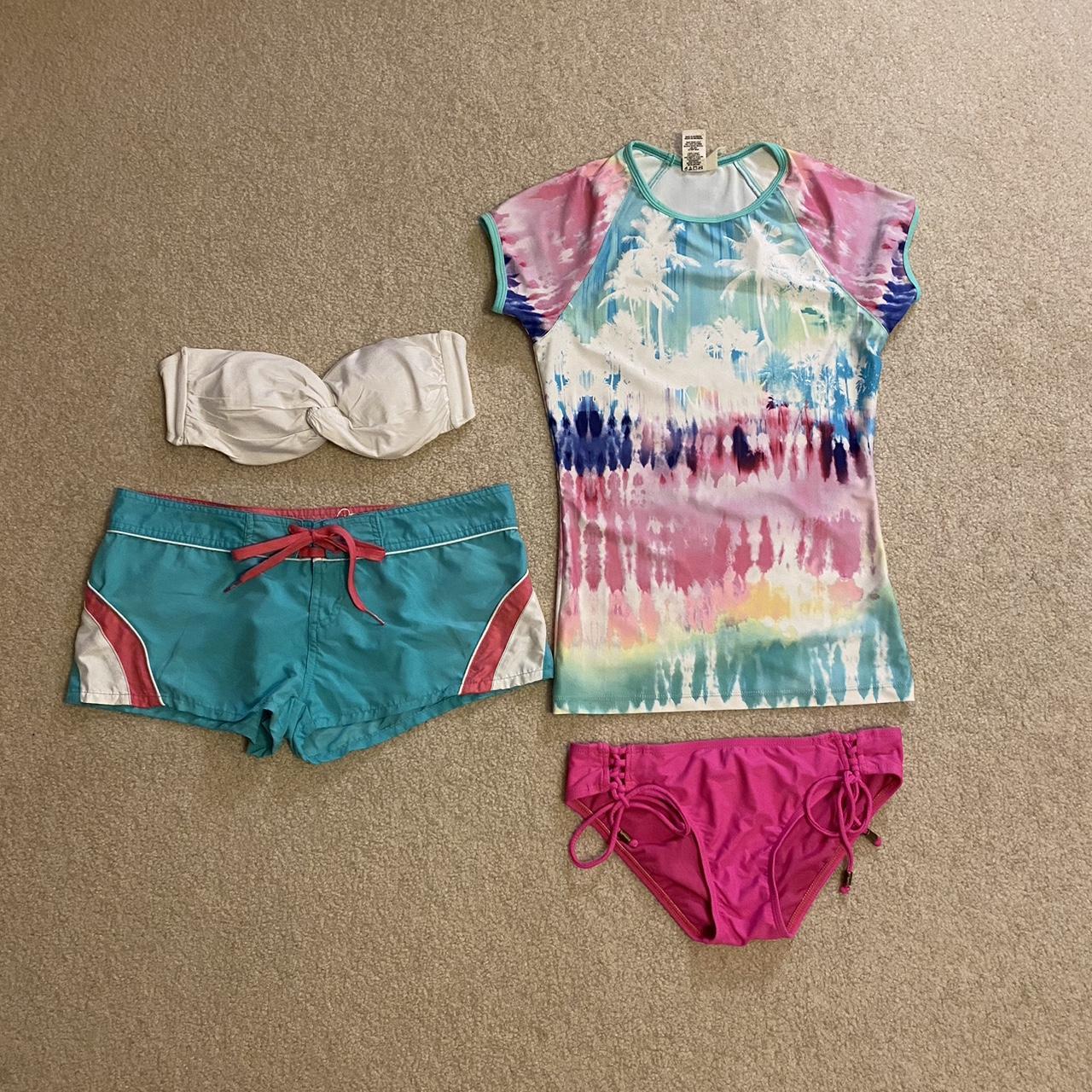 This rash guard bikini & shorts set is adorable at... Depop