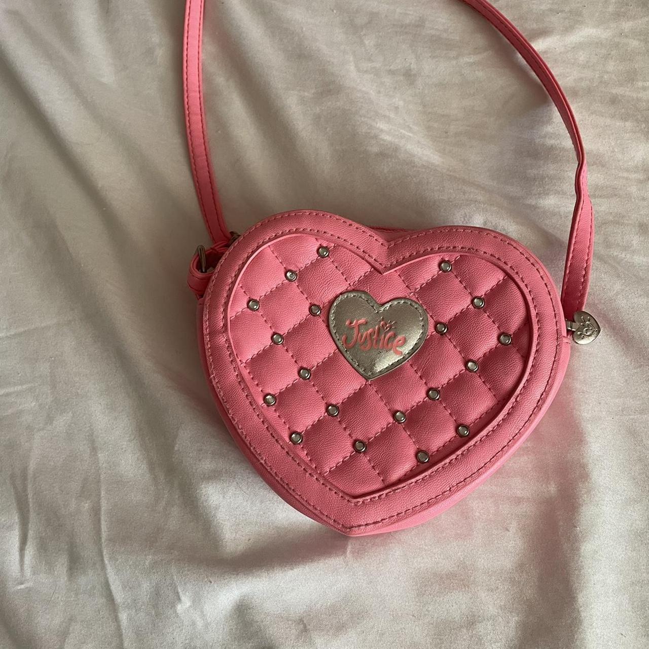 Justice pink crossbody bag, it’s pretty beat up on... - Depop