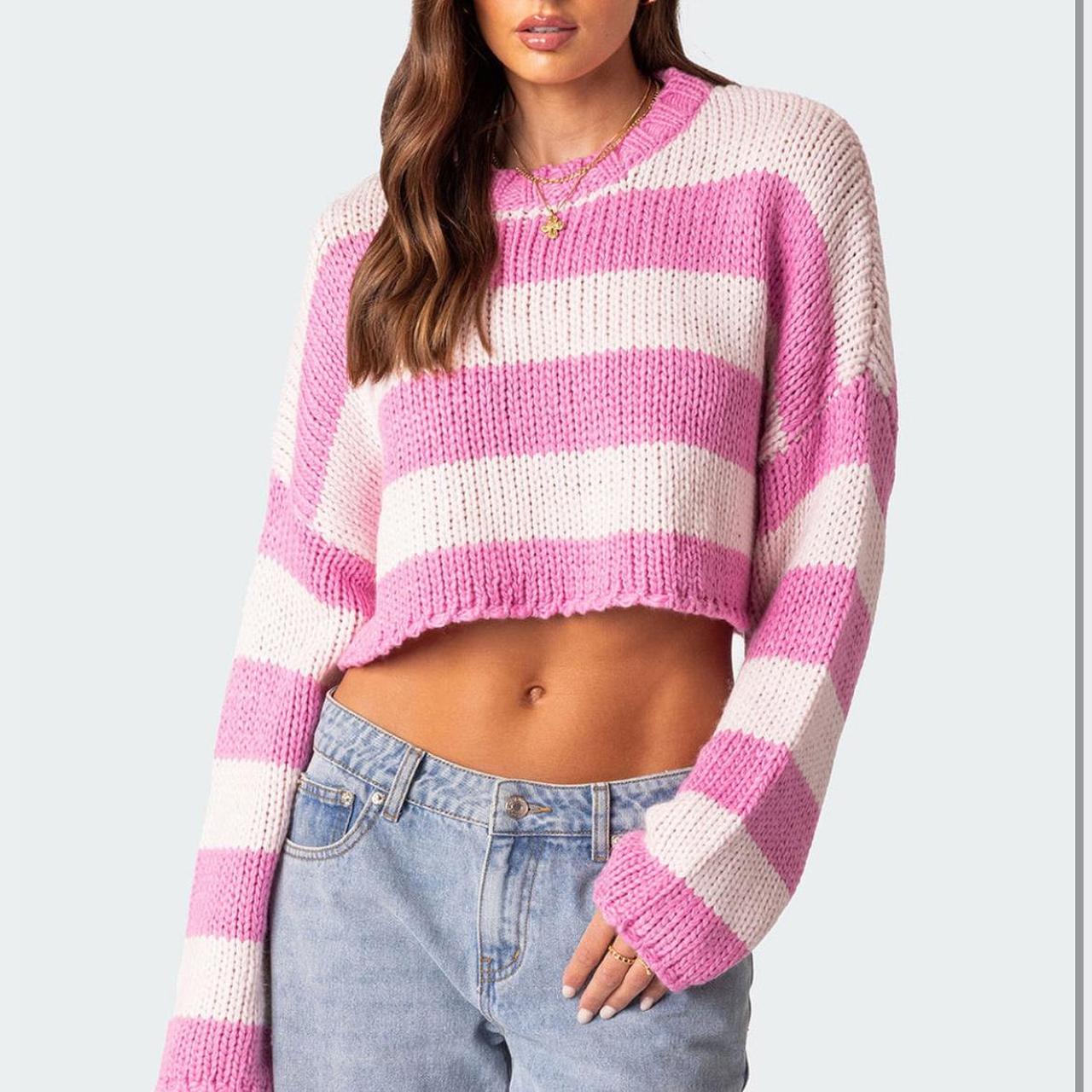 Edikted Pink and white striped sweater #stripes | Depop