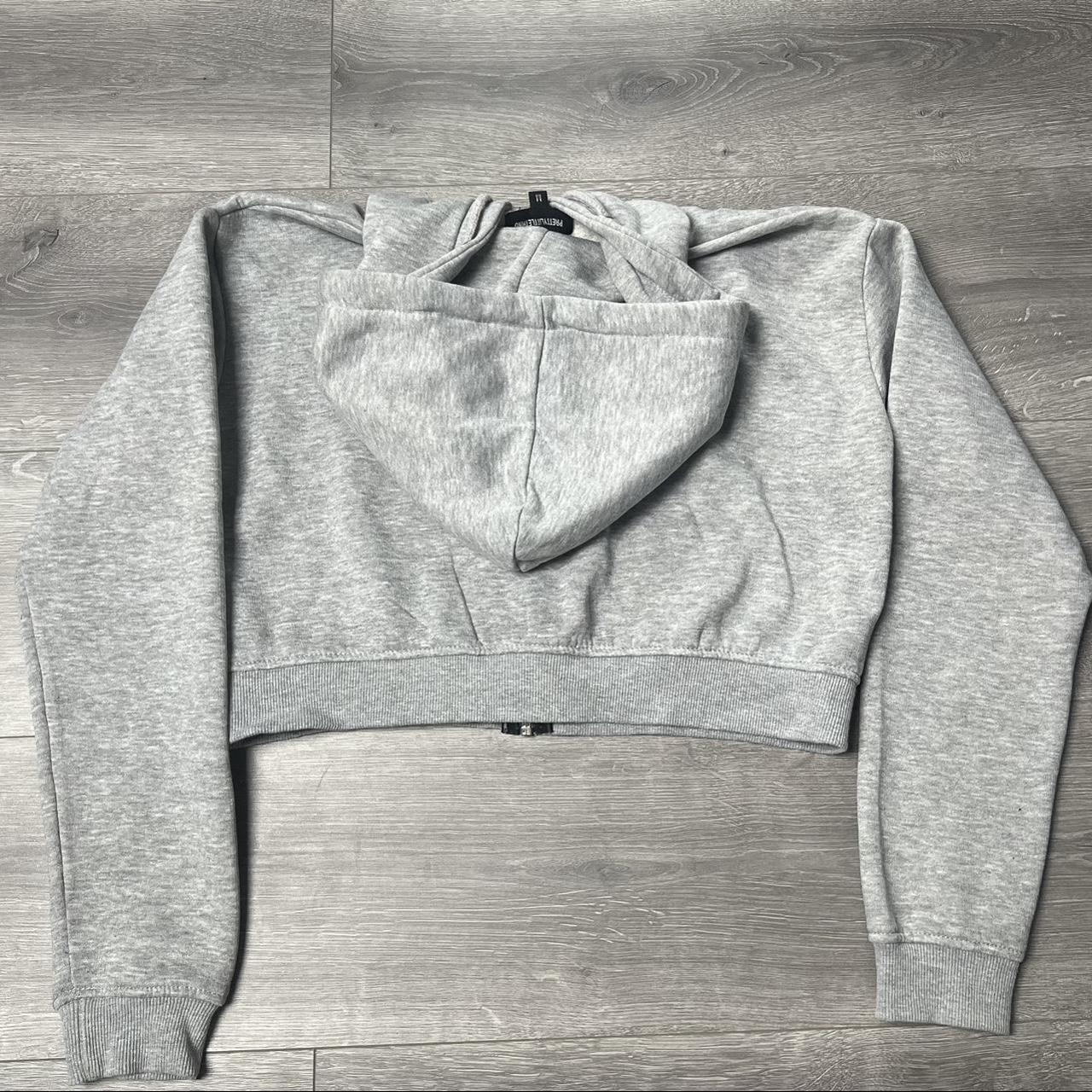 Pretty little thing grey cropped hoodie Clearance