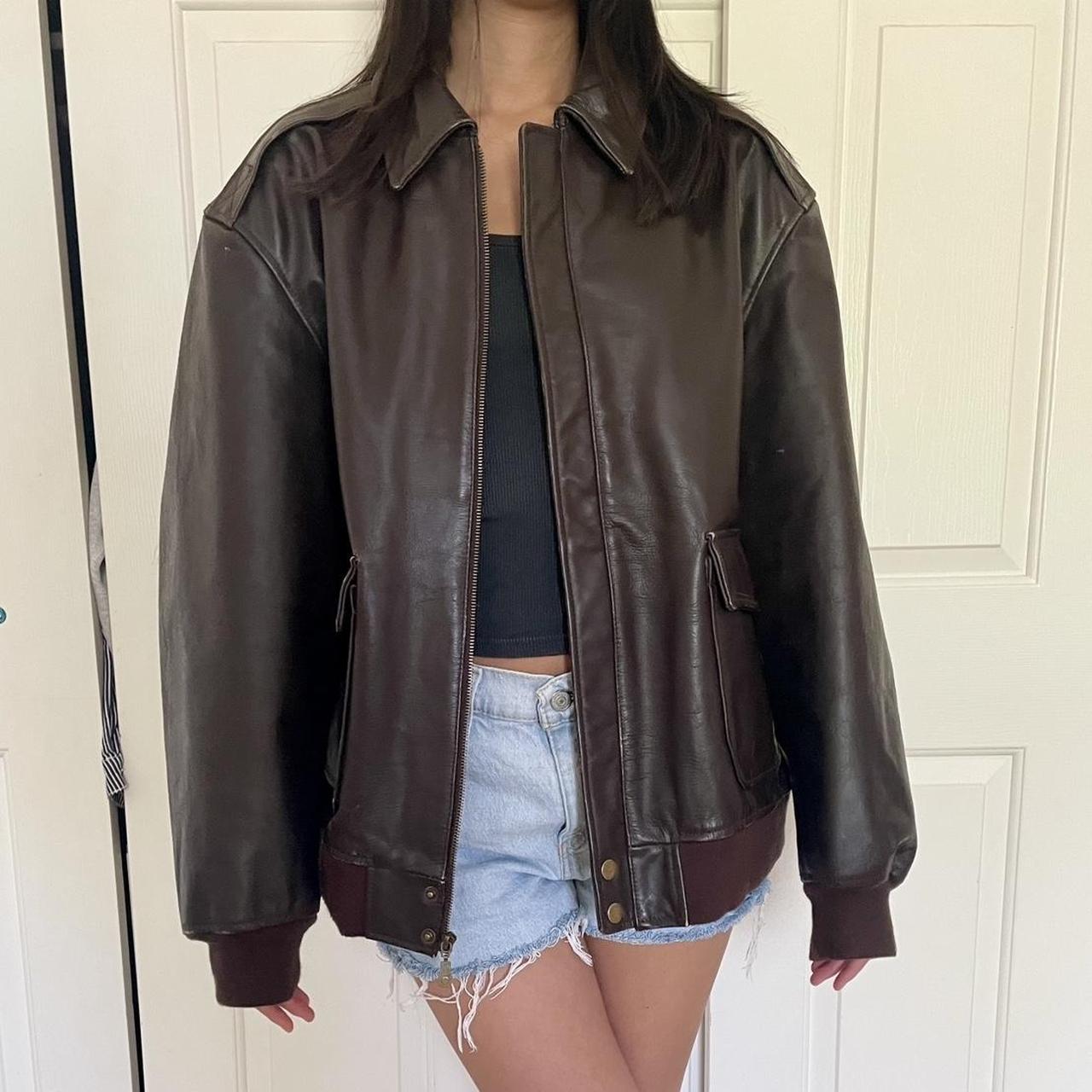 Rothco Vintage Leather Bomber Jacket Perfect... - Depop