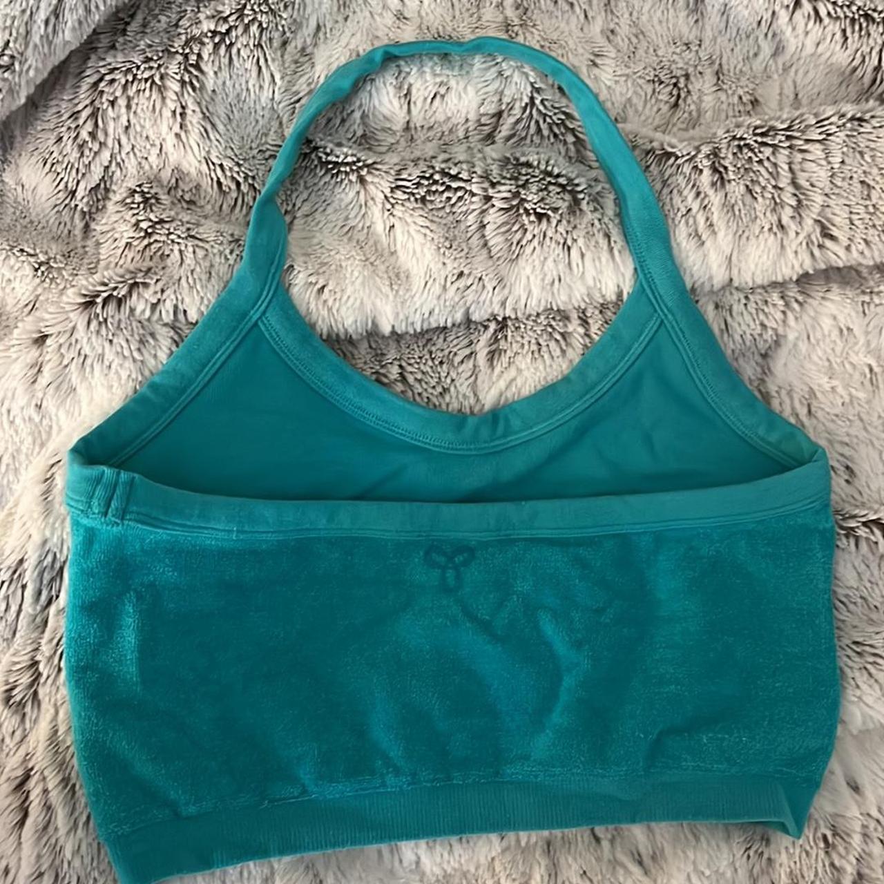 Aritzia Women's Blue and Green Croptop Depop