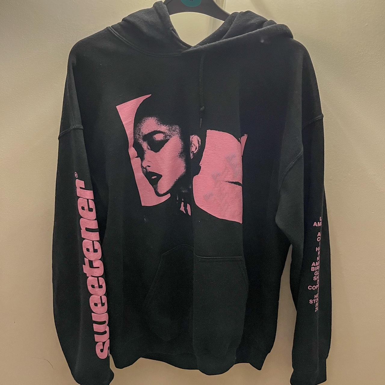 Black Ariana Grande hoodie with pink decals Merch... - Depop