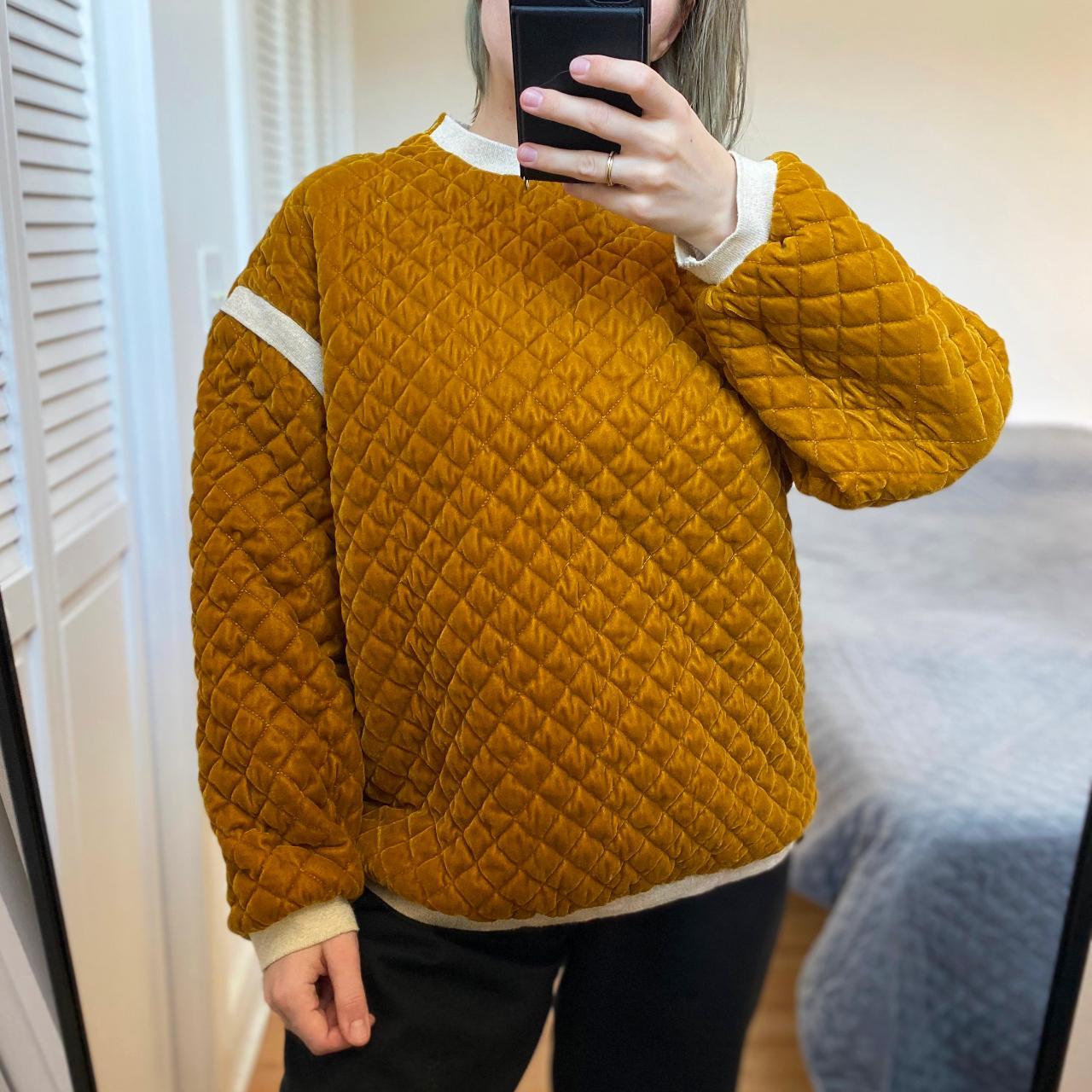 Mustard yellow velvet crewneck sweatshirt, fluffy - Depop