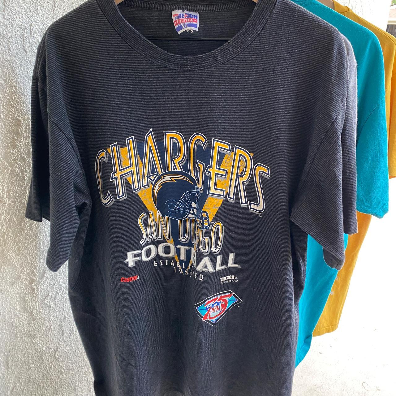 LA Chargers Vintage Football Shirt. Gray / Black... - Depop