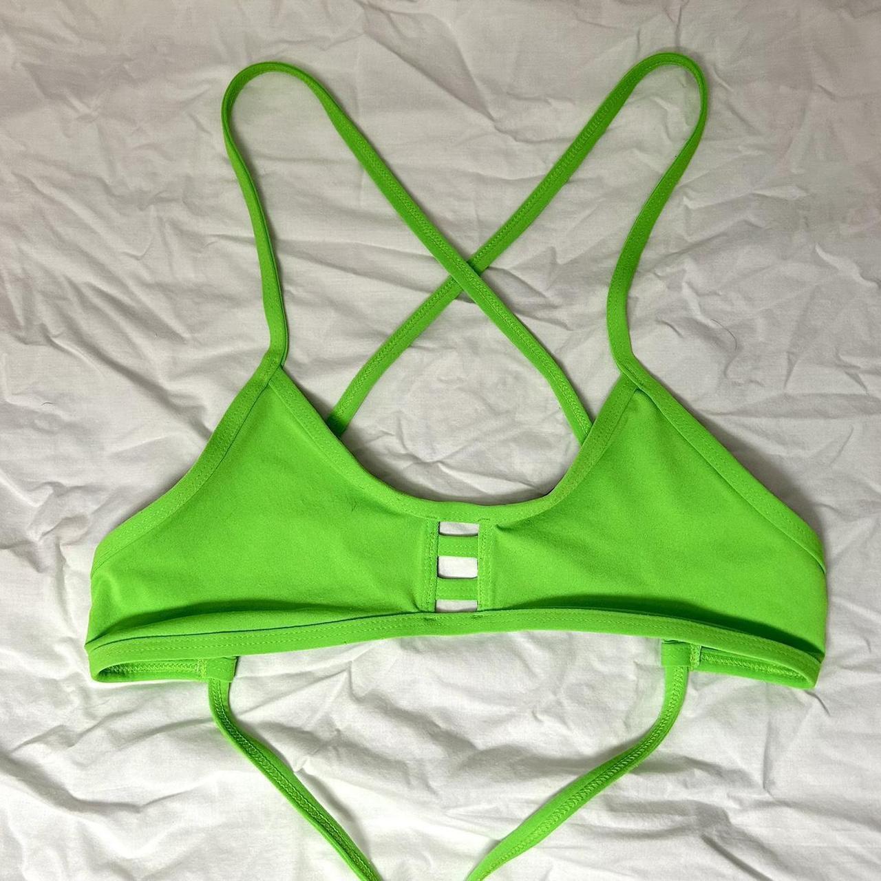 Jolyn Tomcat Bikini Top -color: neon green (not the... - Depop