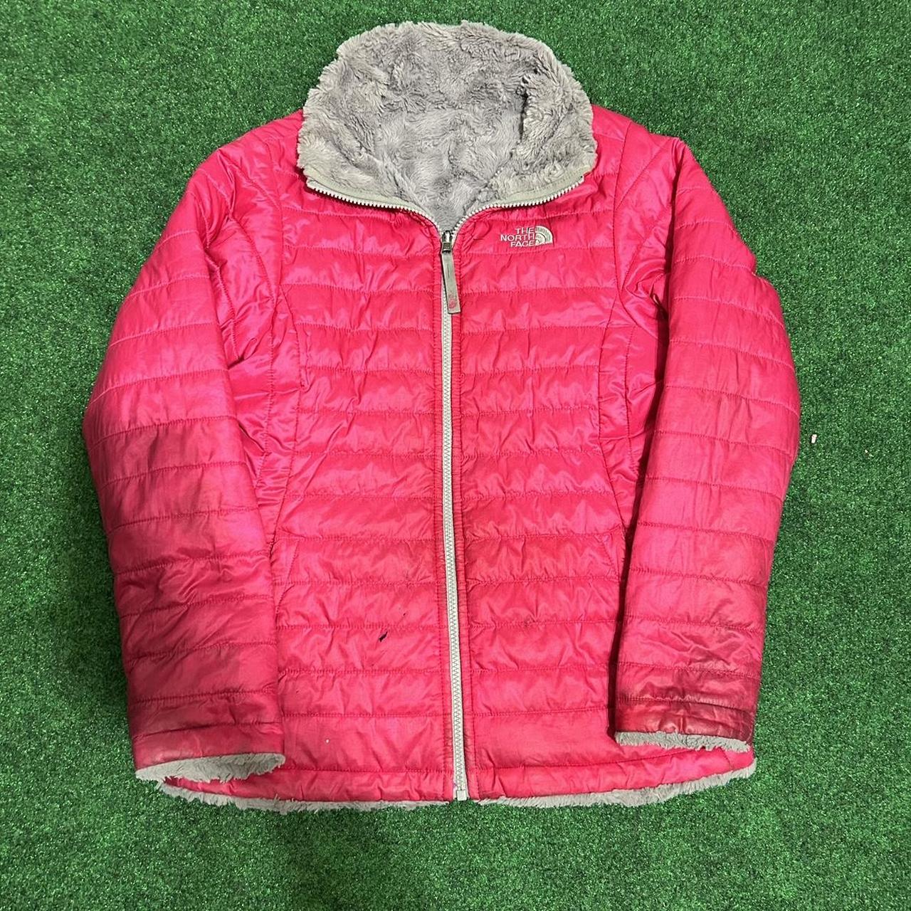 The North Face Women's Pink and Grey Jacket | Depop