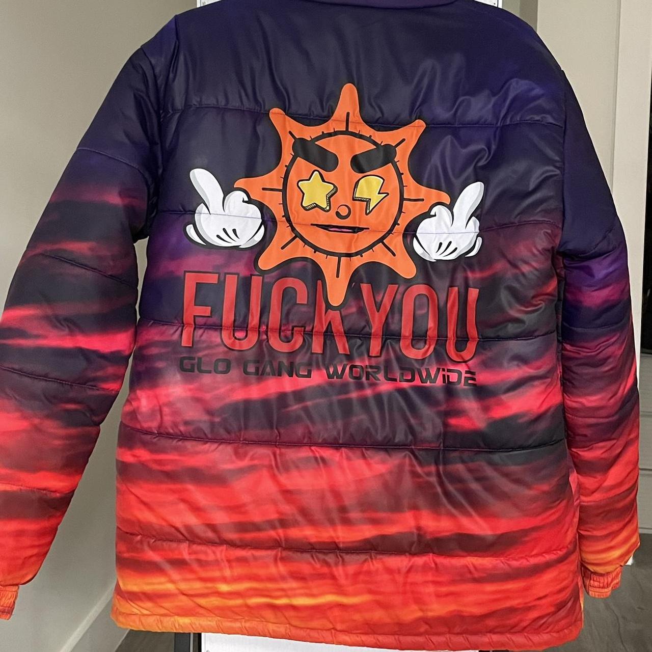 Mens Glo gang Night Skies Fuck You Puffer... - Depop