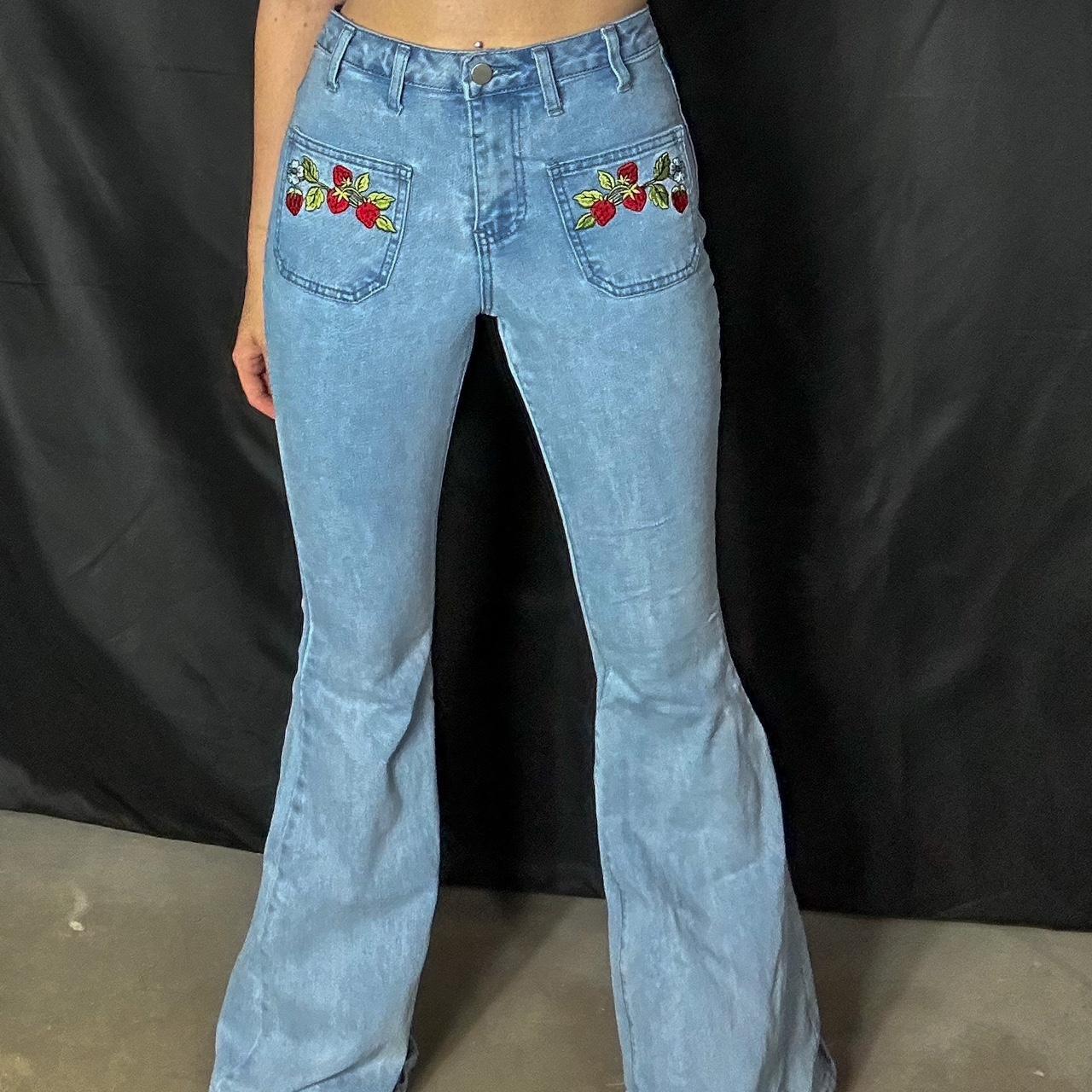 Strawberry Shortcake x dollskill collab flare jeans.... - Depop