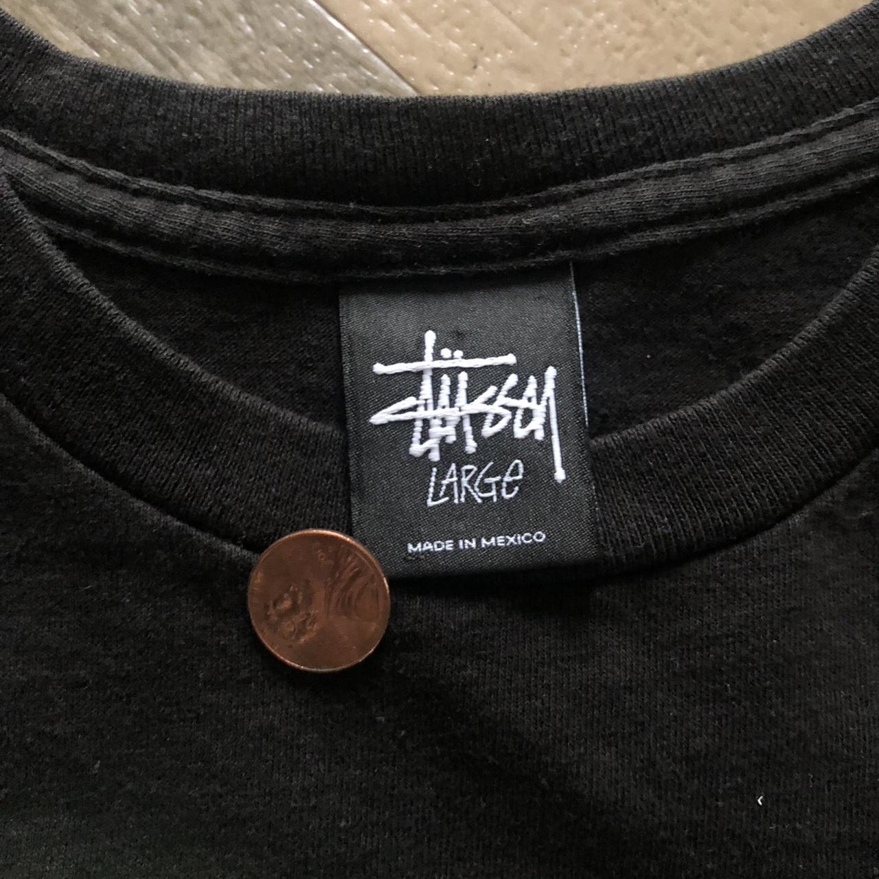 Stüssy Men's Black and Green T-shirt | Depop