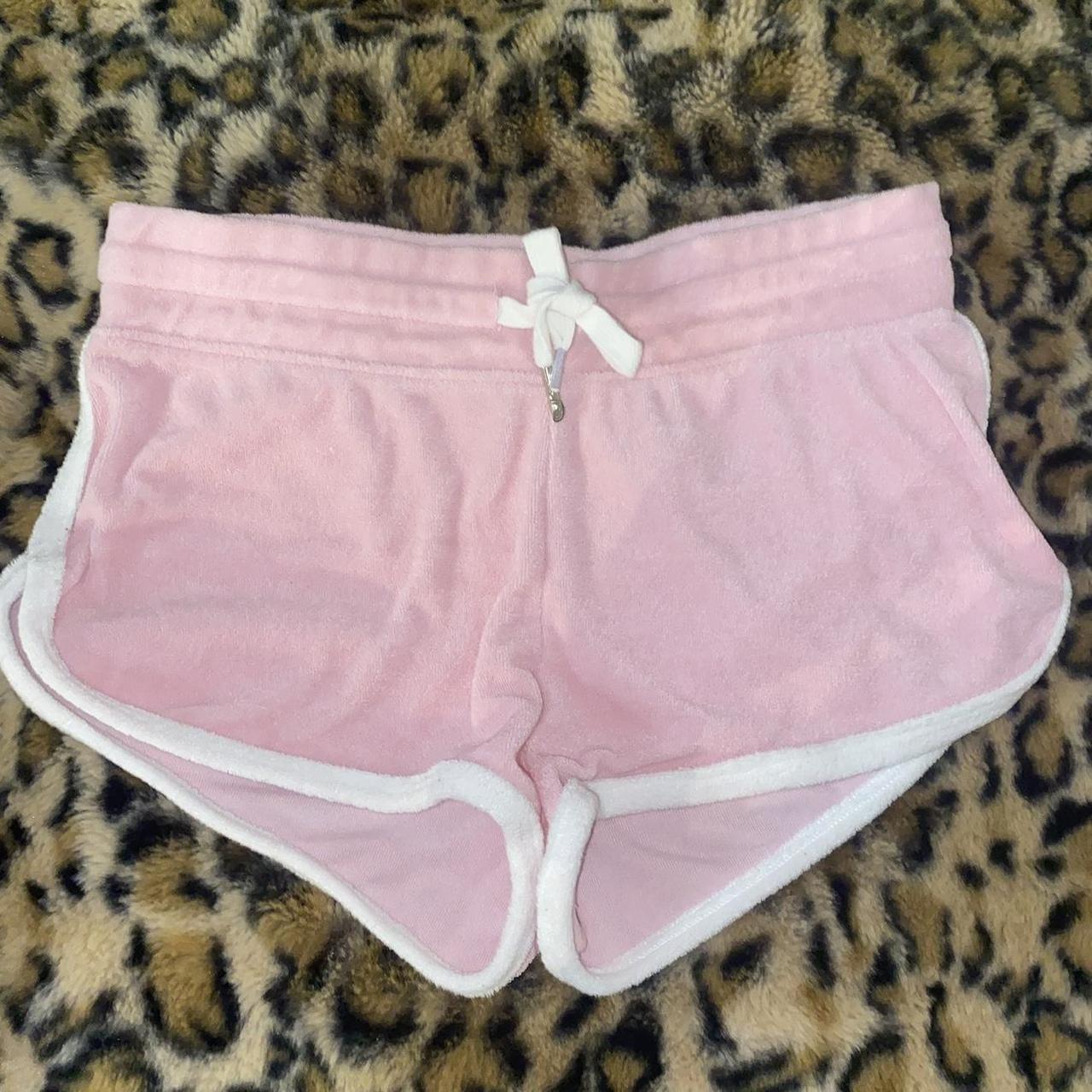 Y2k baby pink terry cloth shorts No flaws Size... - Depop