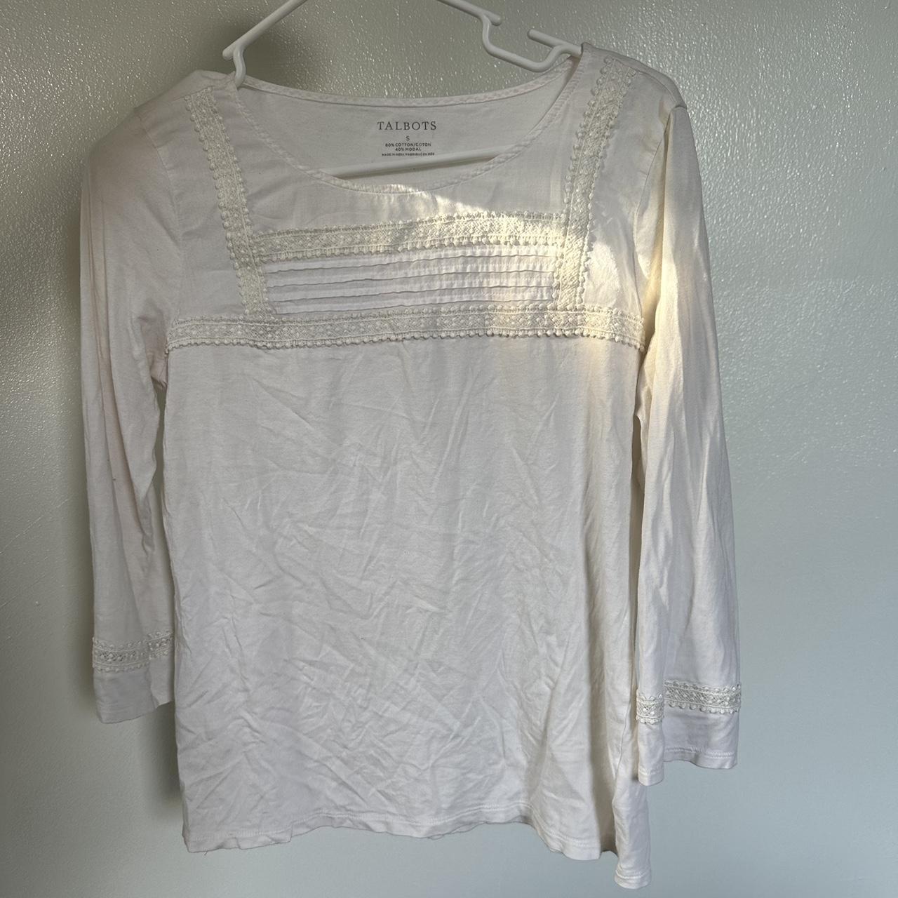 Talbots Women's White Blouse | Depop