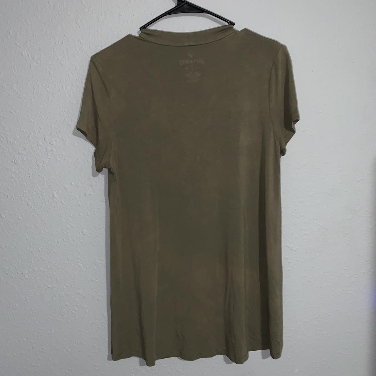 American Eagle Women's Green and Khaki T-shirt | Depop